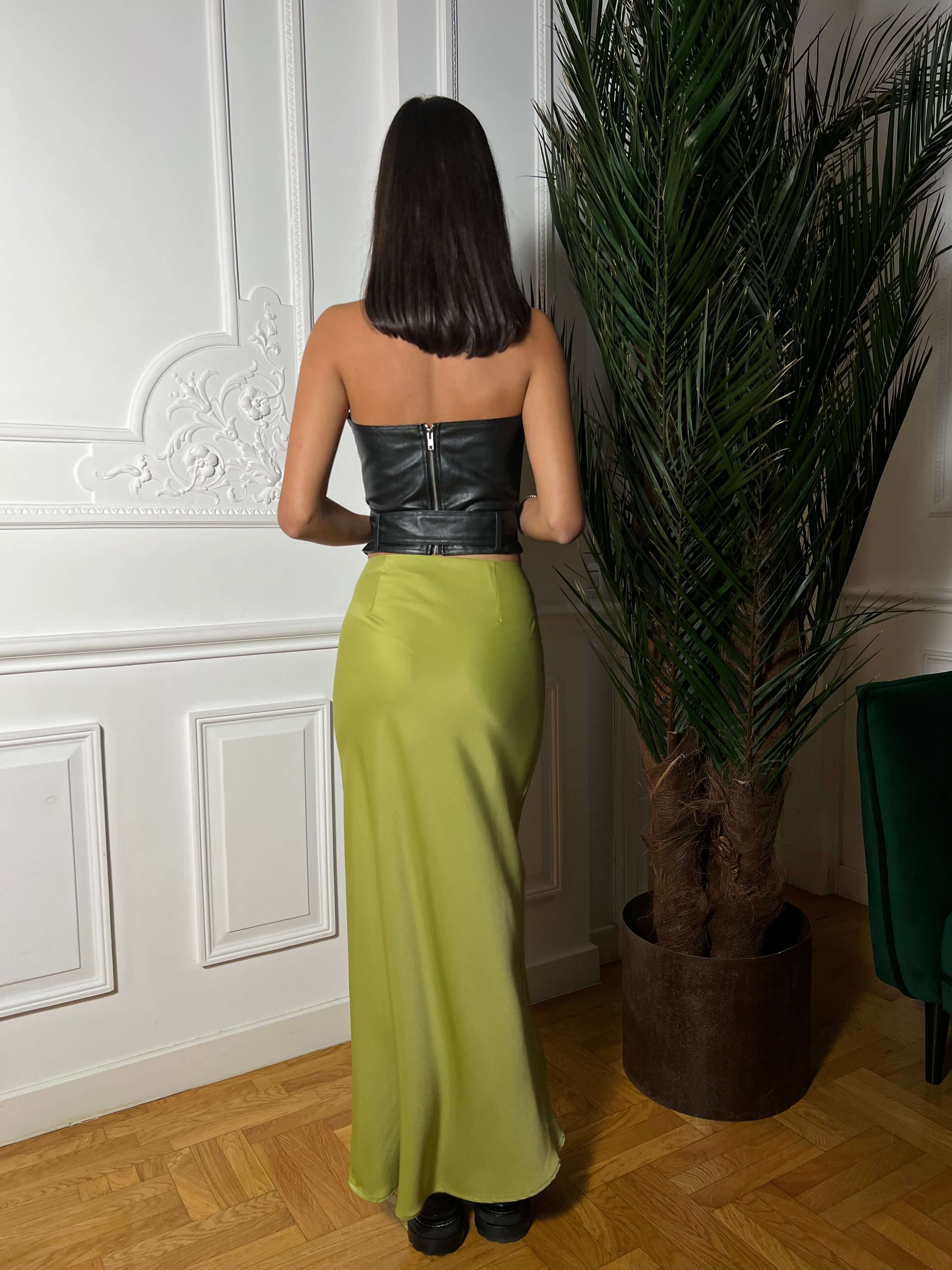 Fusta Maxi Eleganta, Verde, Jade Whisper