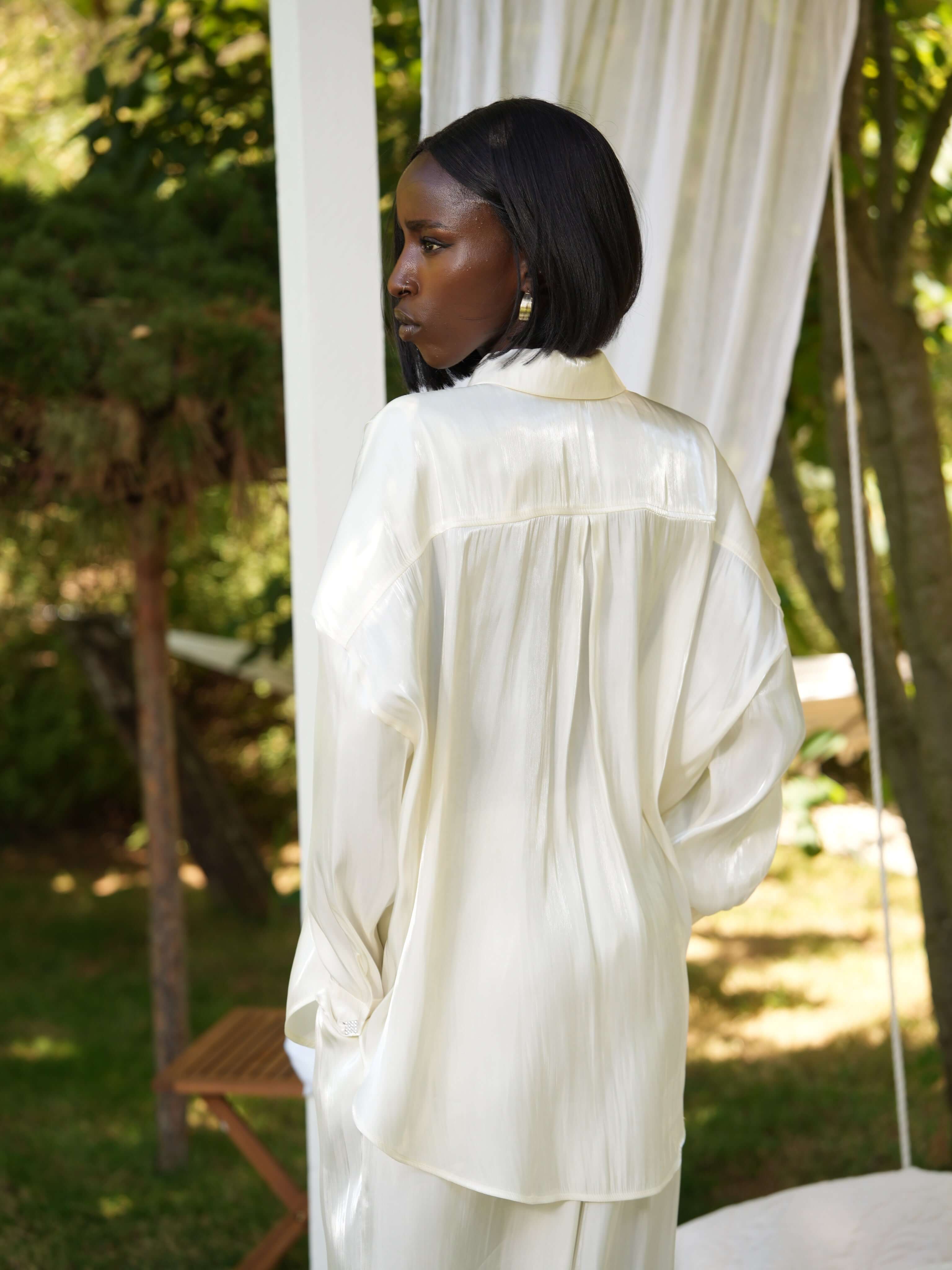 Compleu Elegant din Organza, Alb, White Martini