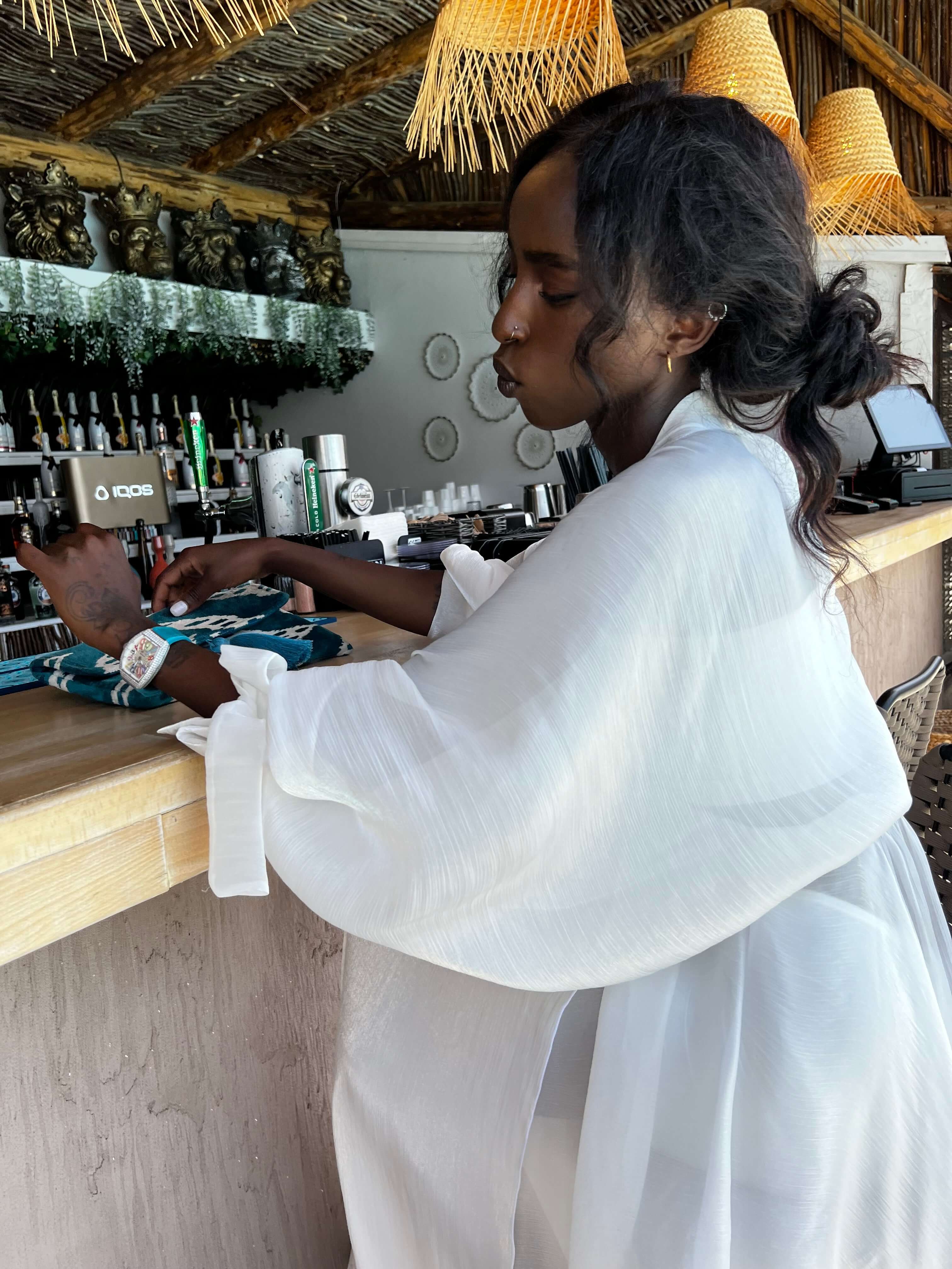 Kimono and Skirt Set, Pina Colada, White