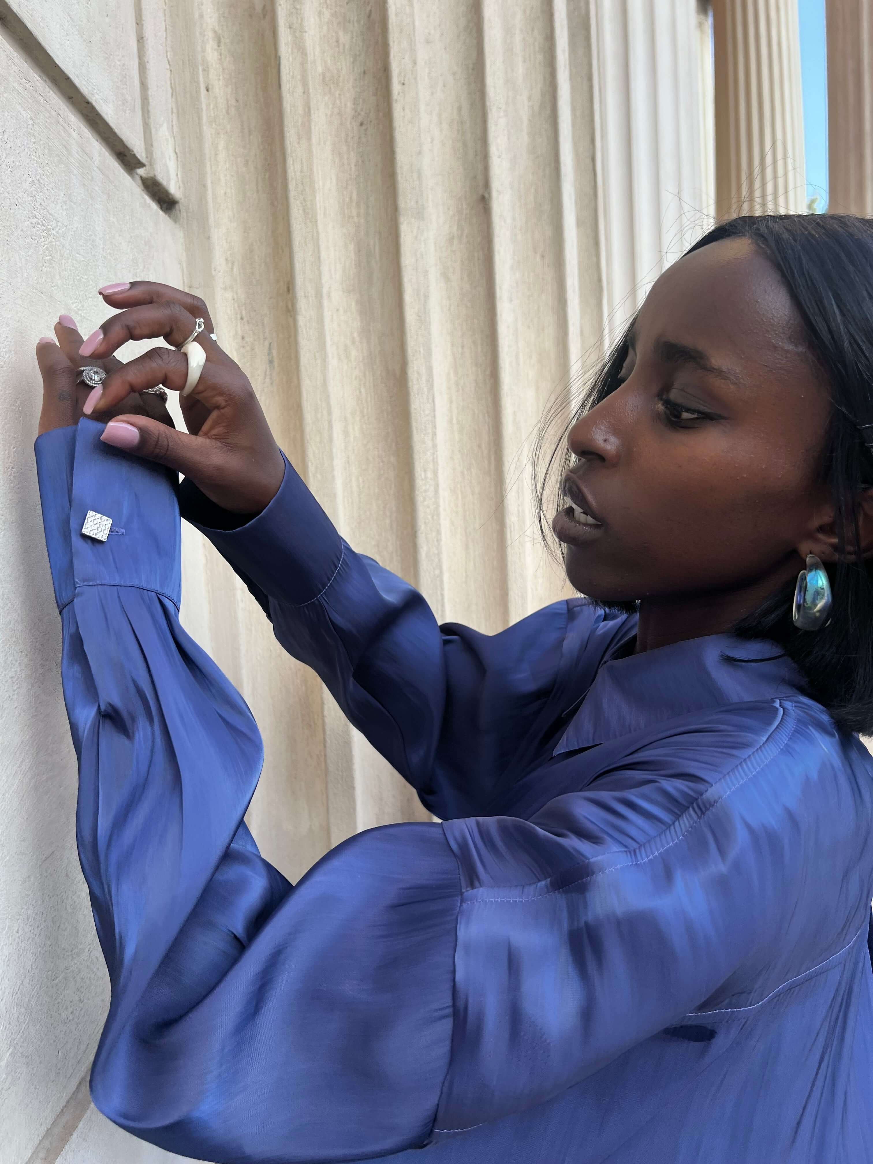 Compleu Elegant din Organza Indigo, Midnight