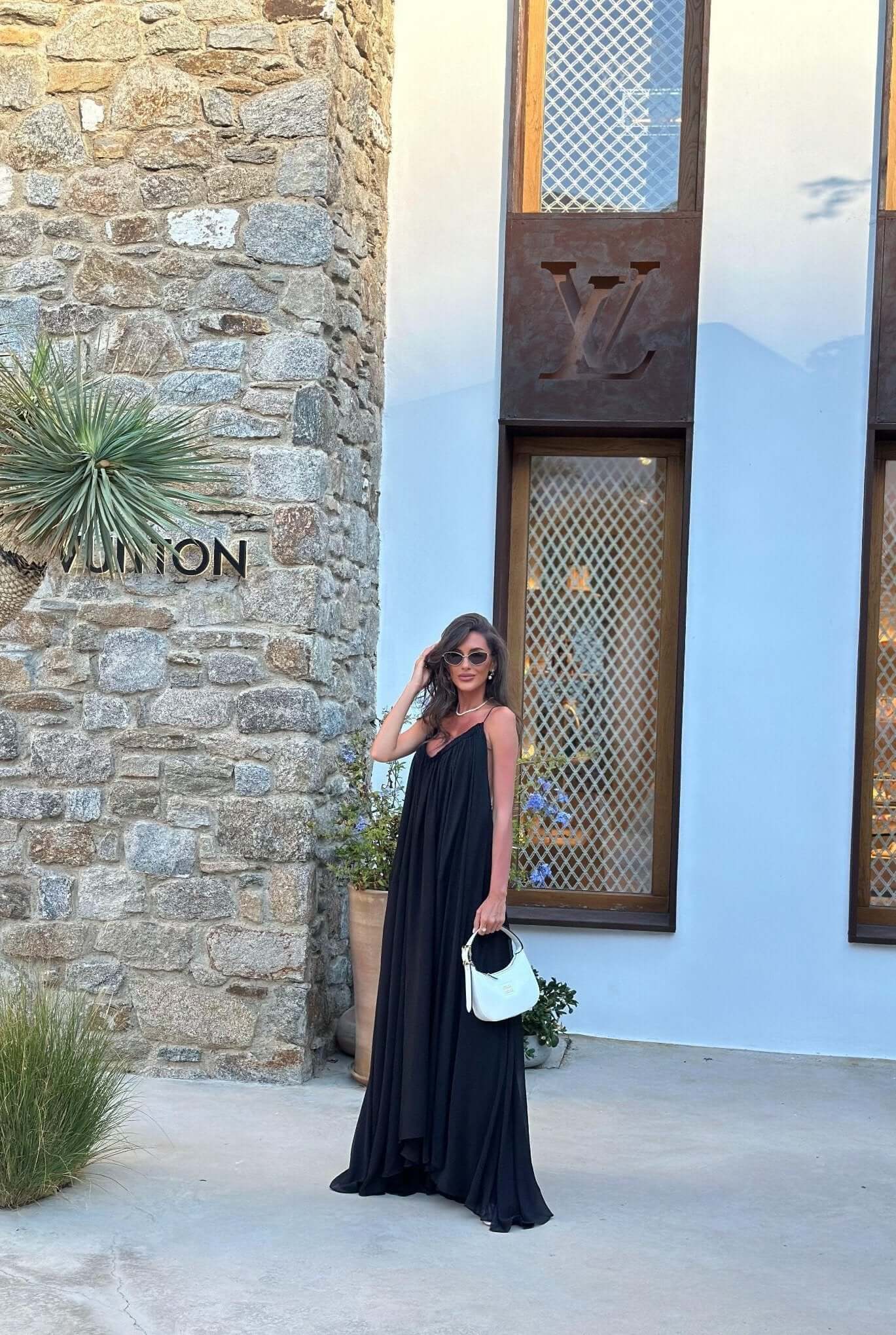 Flowy Maxi Dress with Lace, Love Vision, Black