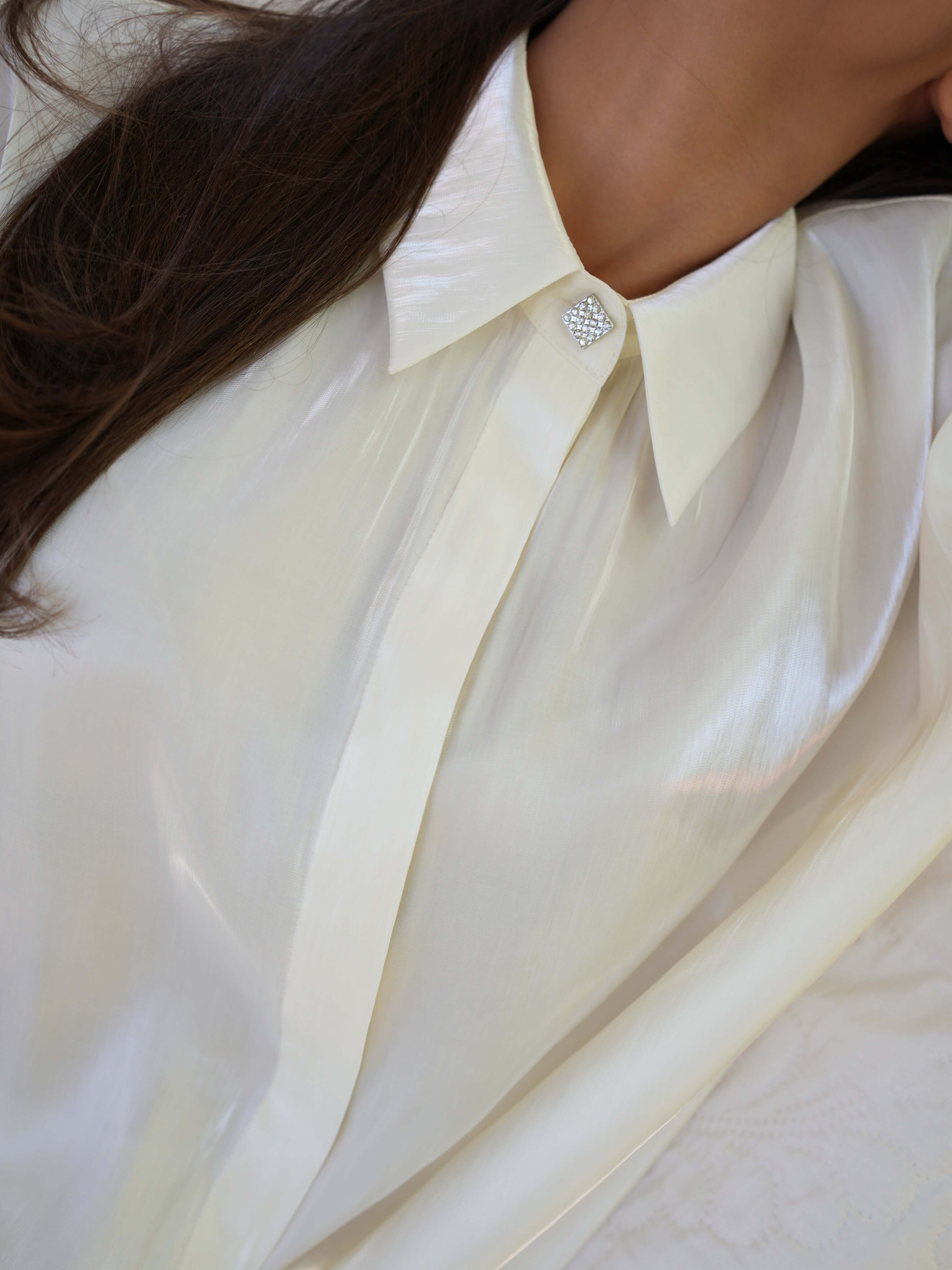 Compleu Elegant din Organza, Alb, White Martini