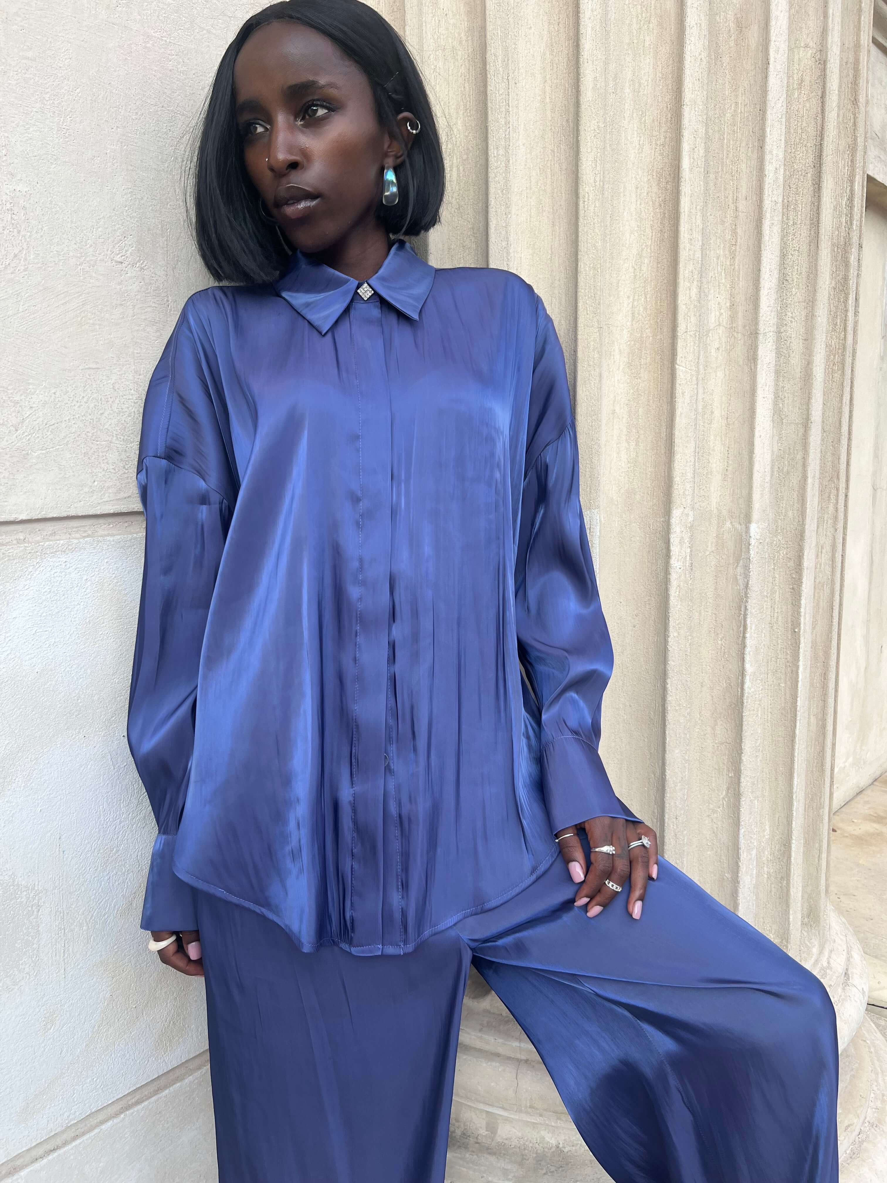 Compleu Elegant din Organza Indigo, Midnight