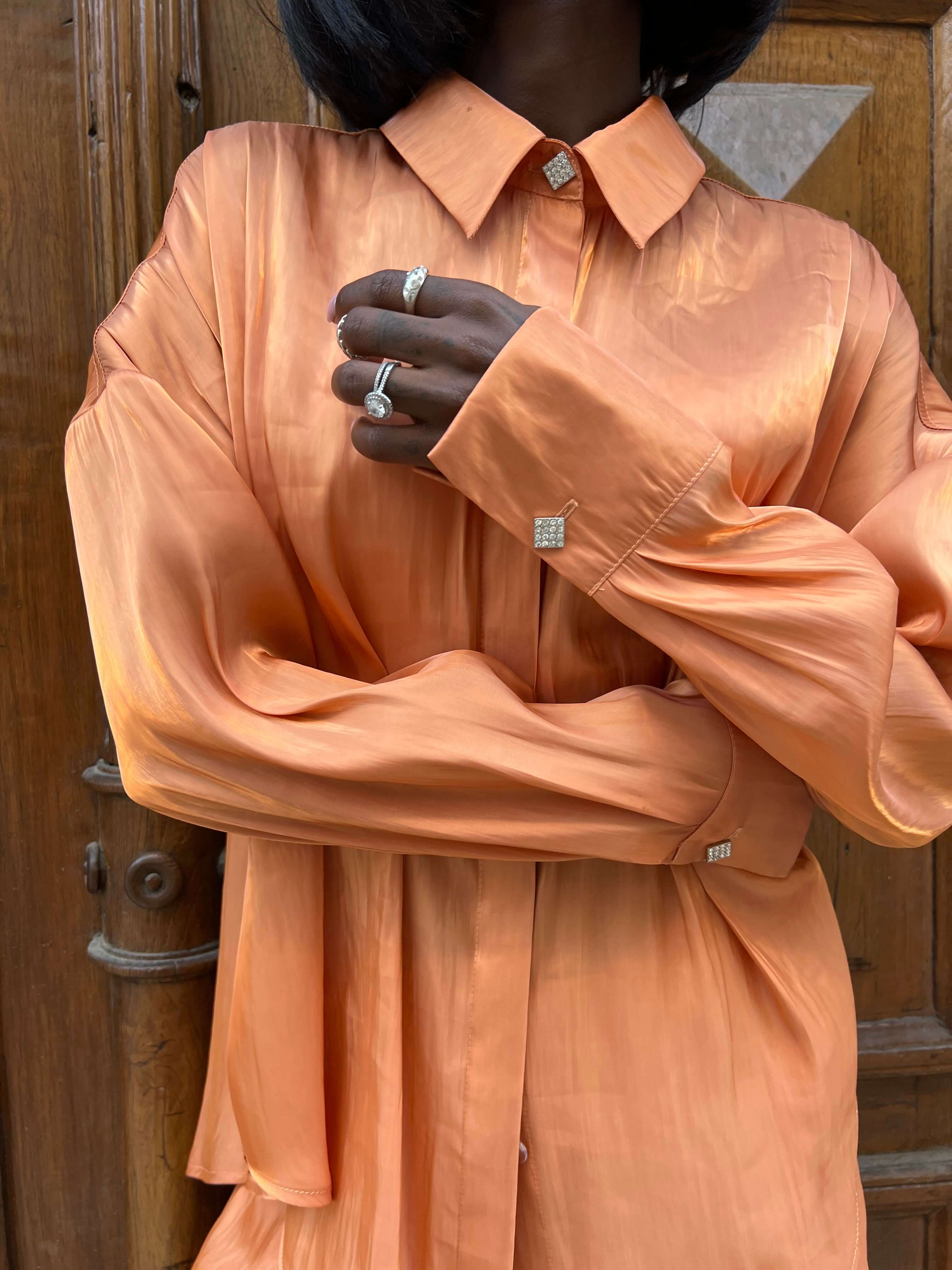 Compleu Elegant din Organza Portocaliu, Sunset Seduction