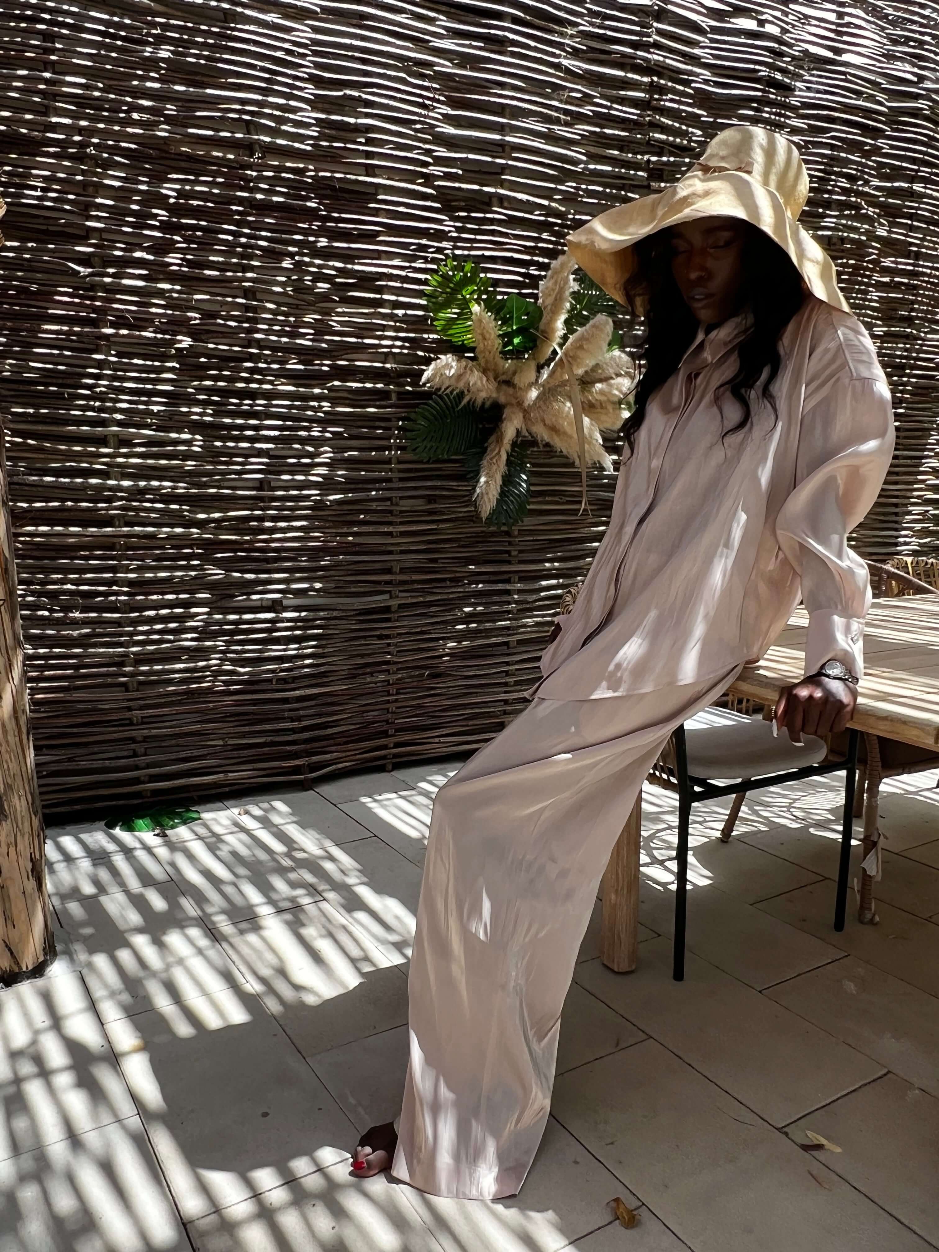 Compleu Elegant din Organza, Sampanie/Bej, Vanilla Mimosa