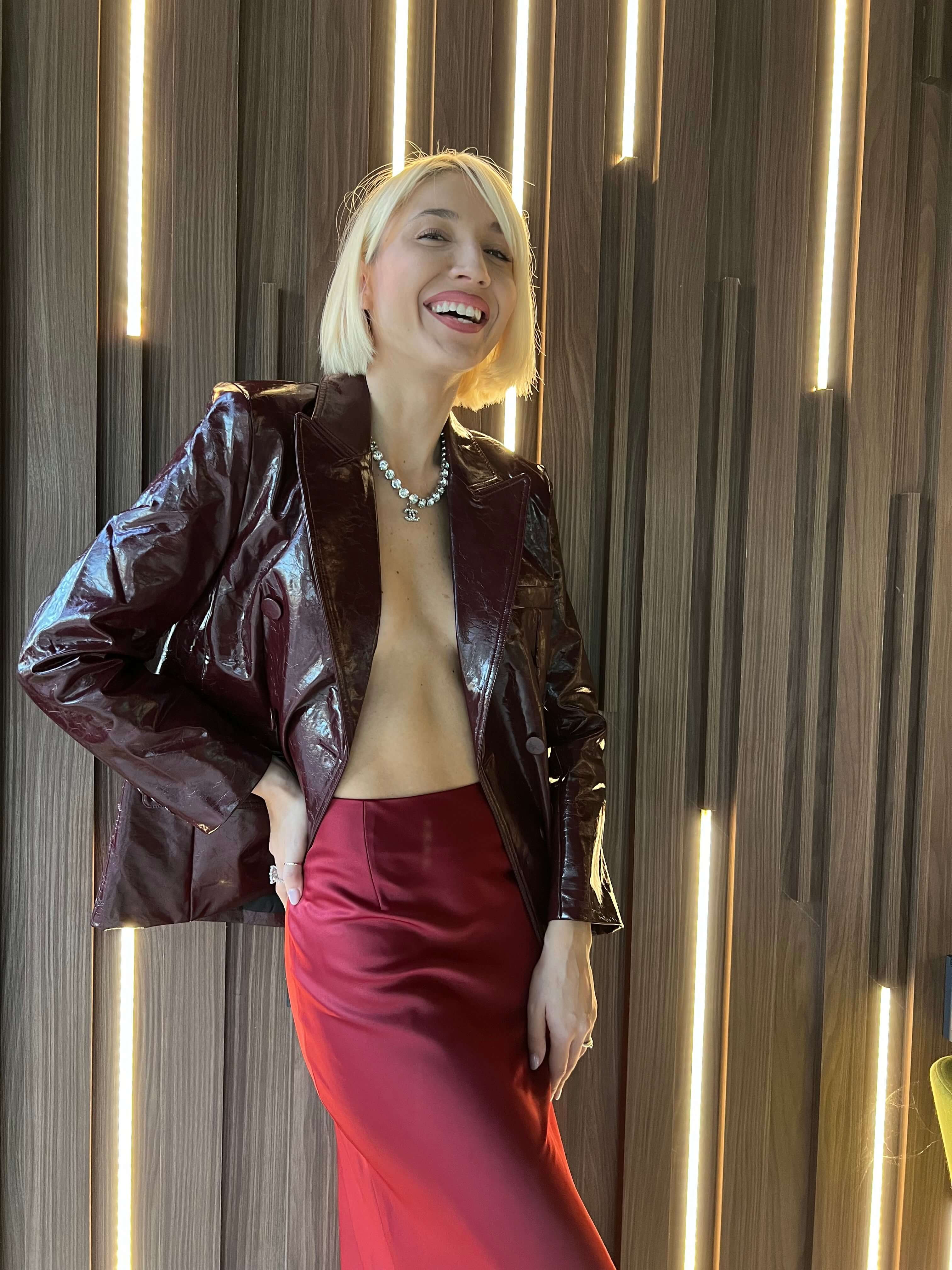 Shiny Blazer-Style Jacket, Ox Blood, Burgundy