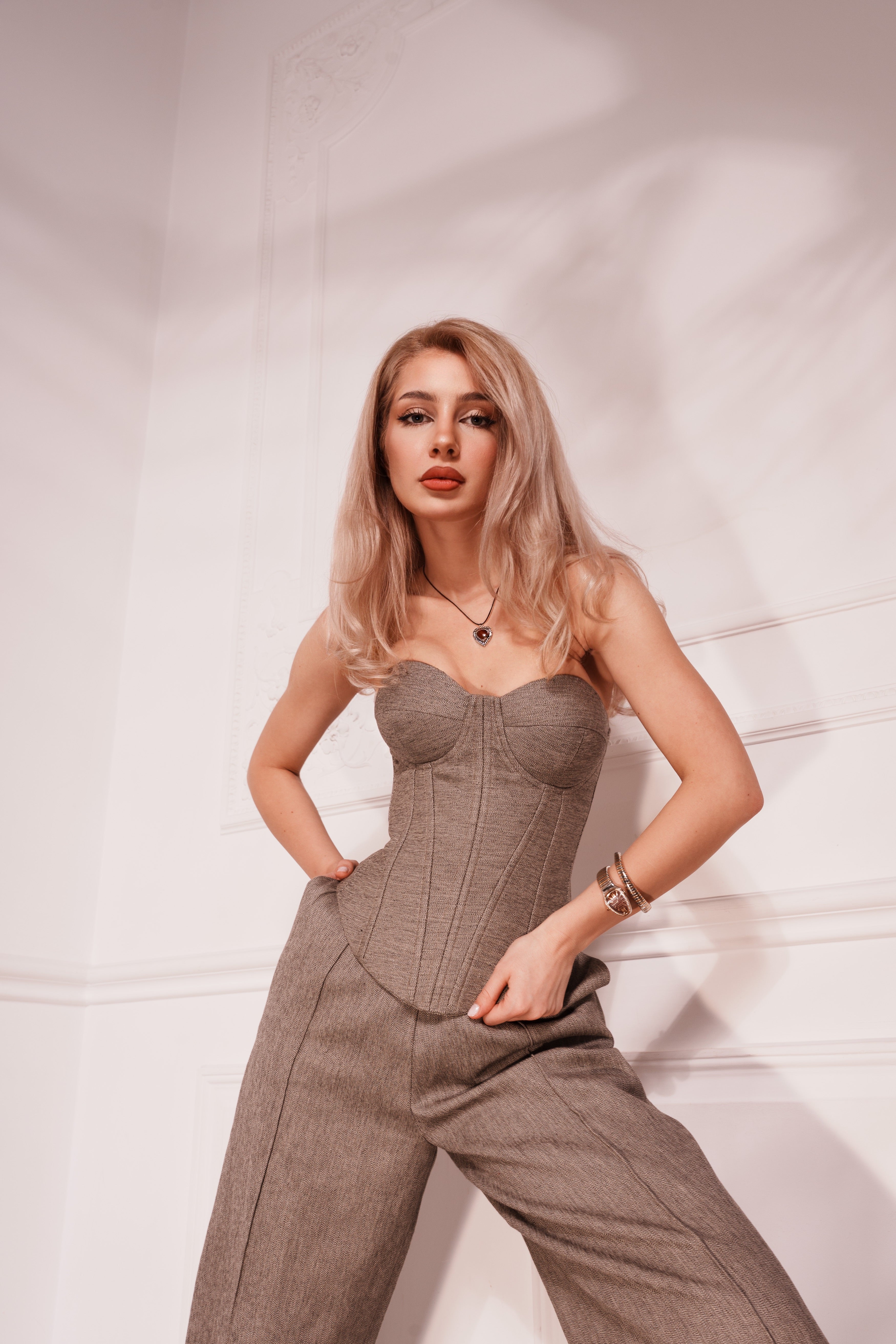 Corset cupe structurat din denim, Colette