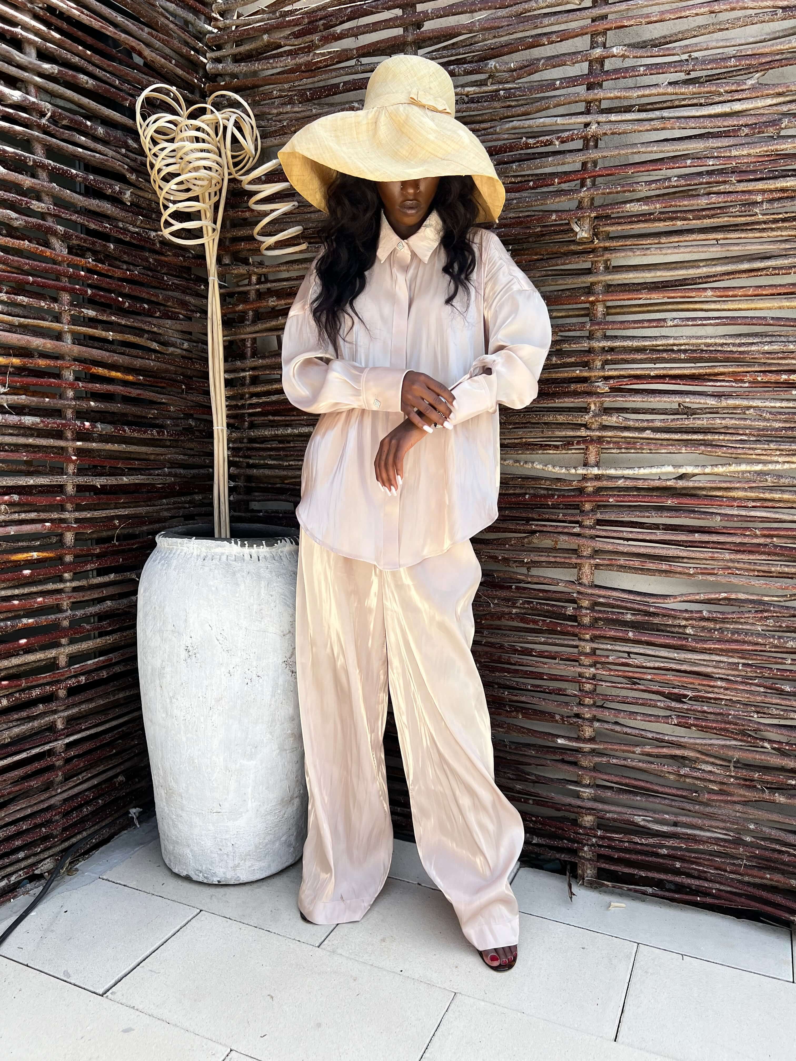 Compleu Elegant din Organza, Sampanie/Bej, Vanilla Mimosa