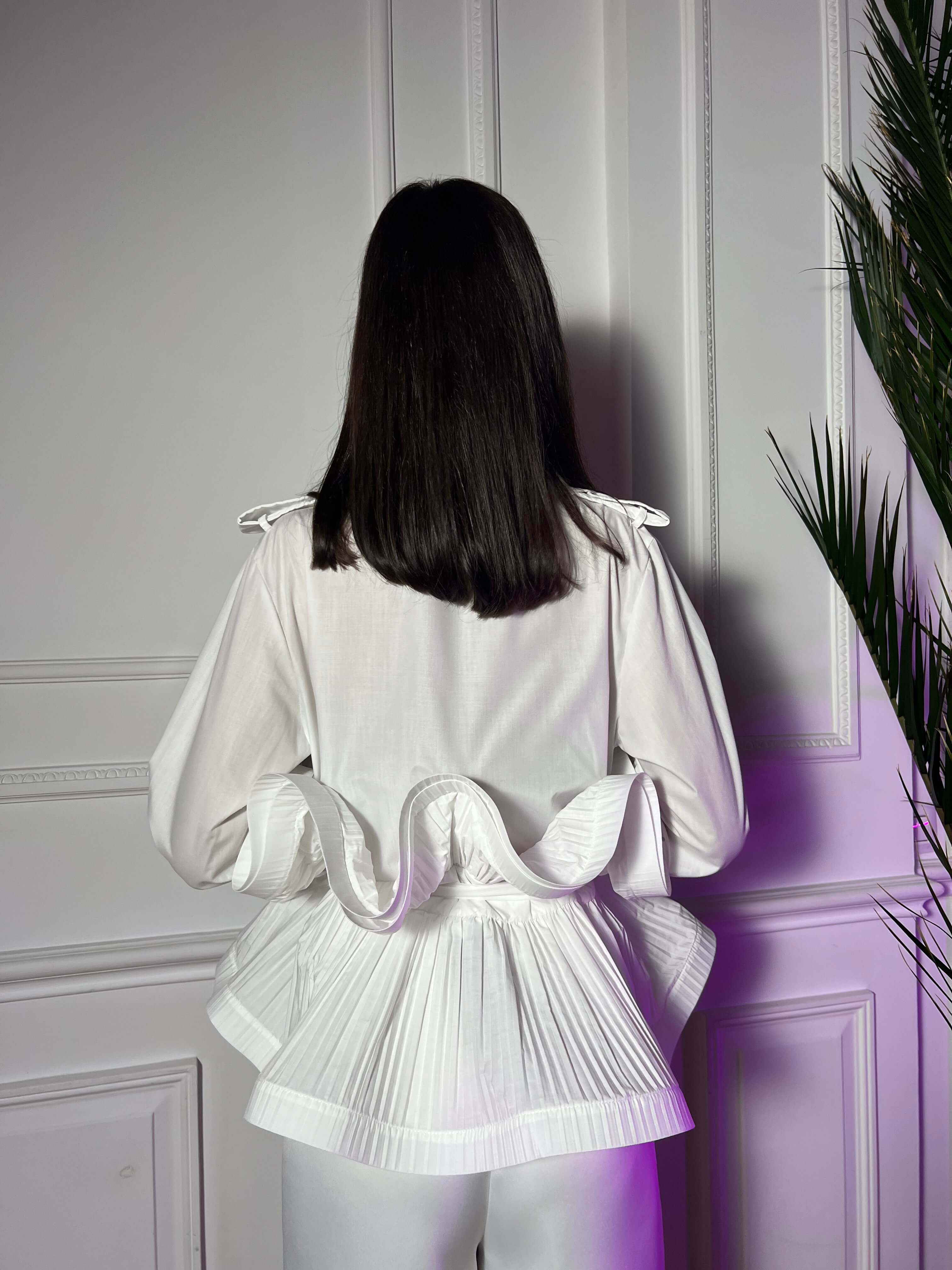 Camasa cu Volane, Alba, Ruffia