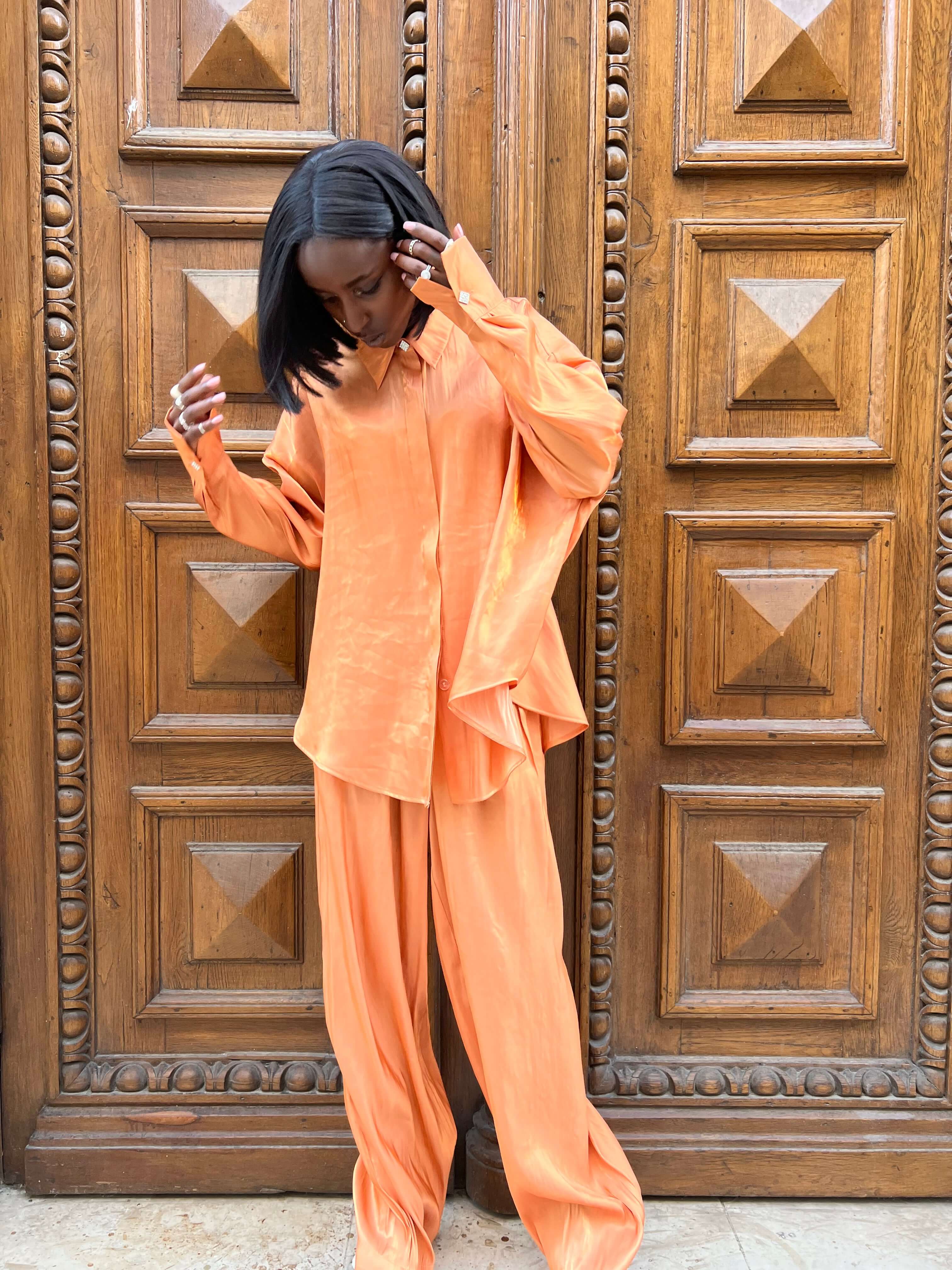 Compleu Elegant din Organza Portocaliu, Sunset Seduction