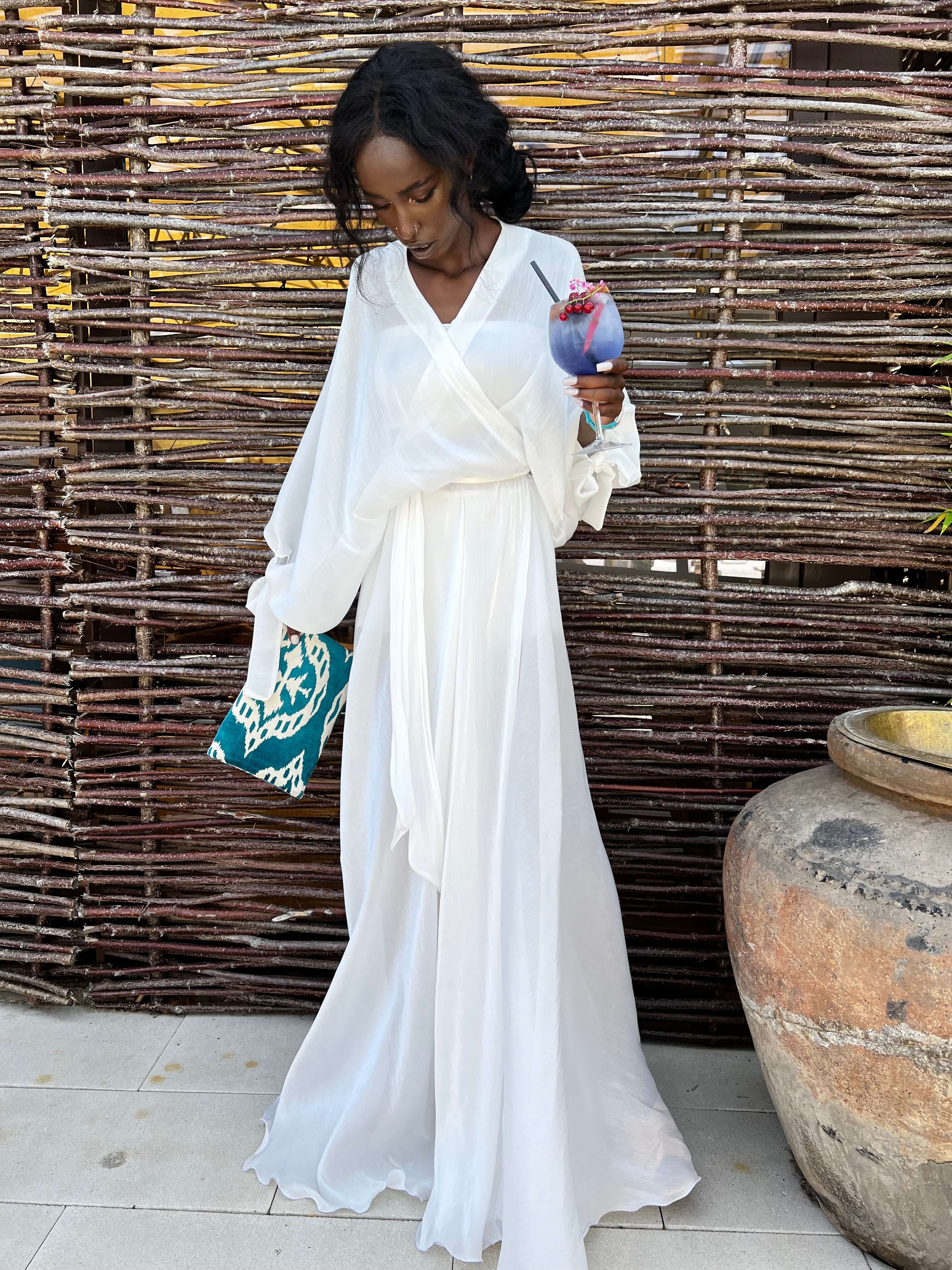 Kimono and Skirt Set, Pina Colada, White