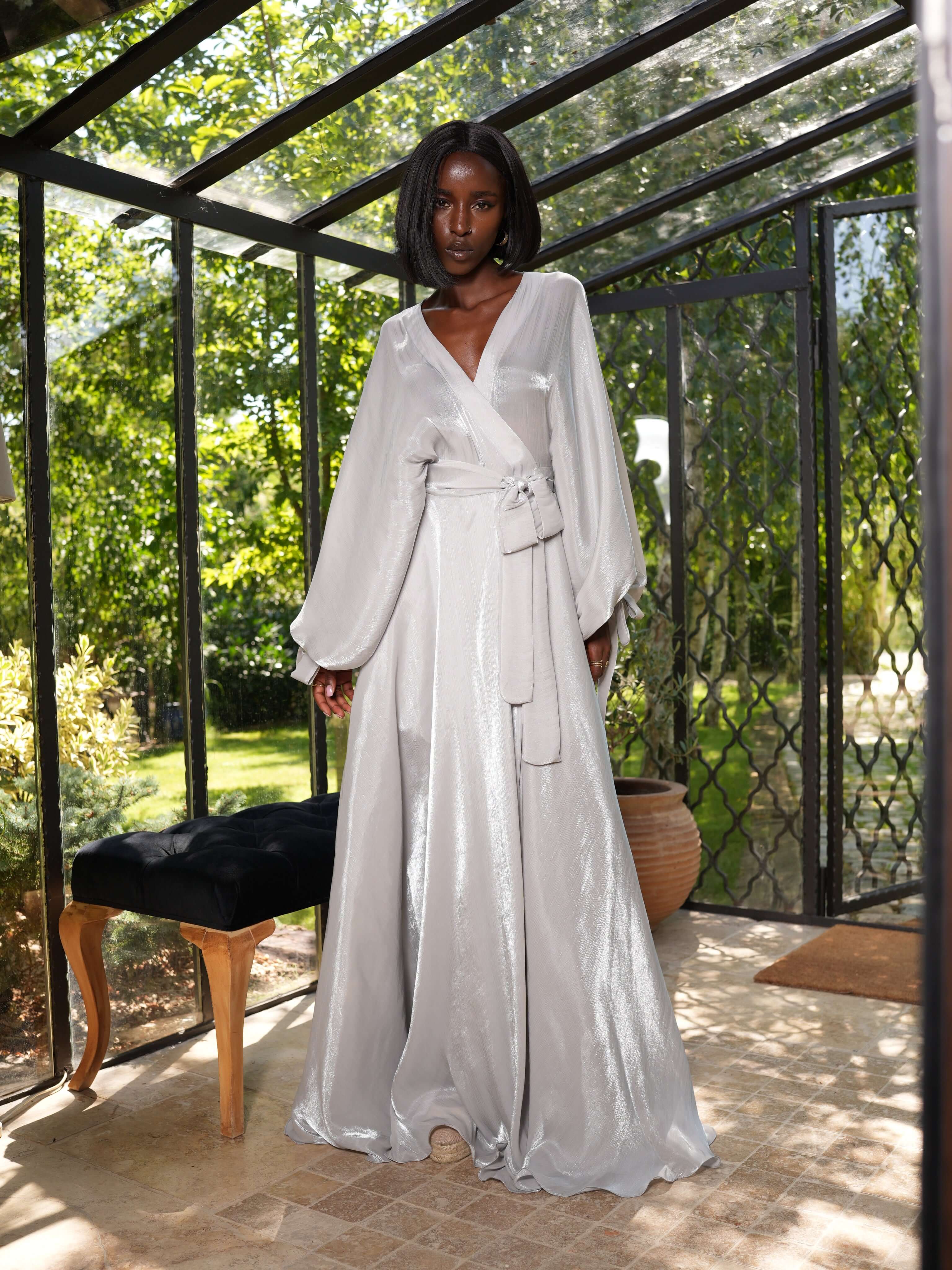 Rochie Maxi Eleganta si Vaporoasa, Gri, Prelude