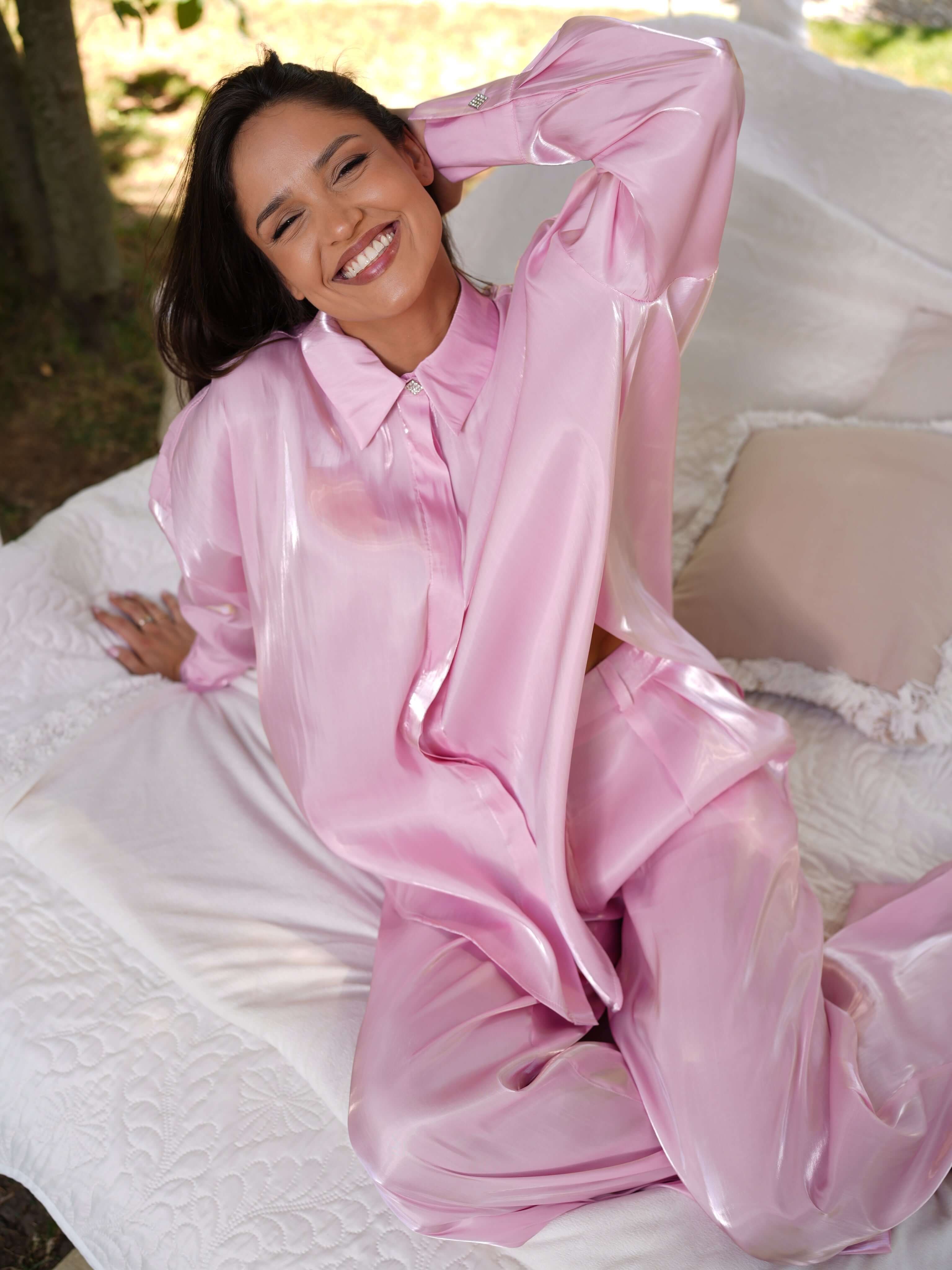 Compleu Elegant din Organza Roz, Cotton Candy