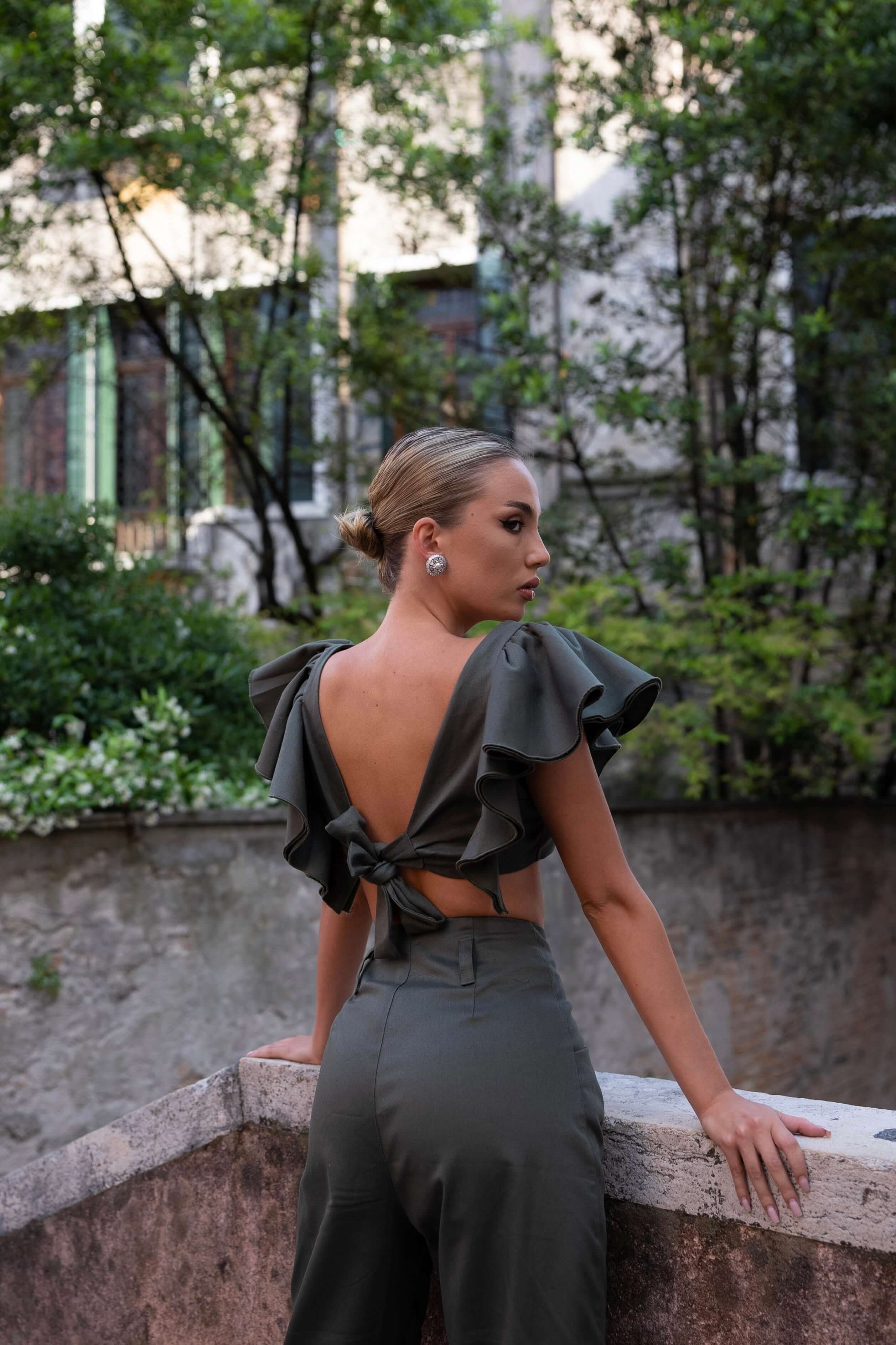 pantaloni verzii top verde kaki