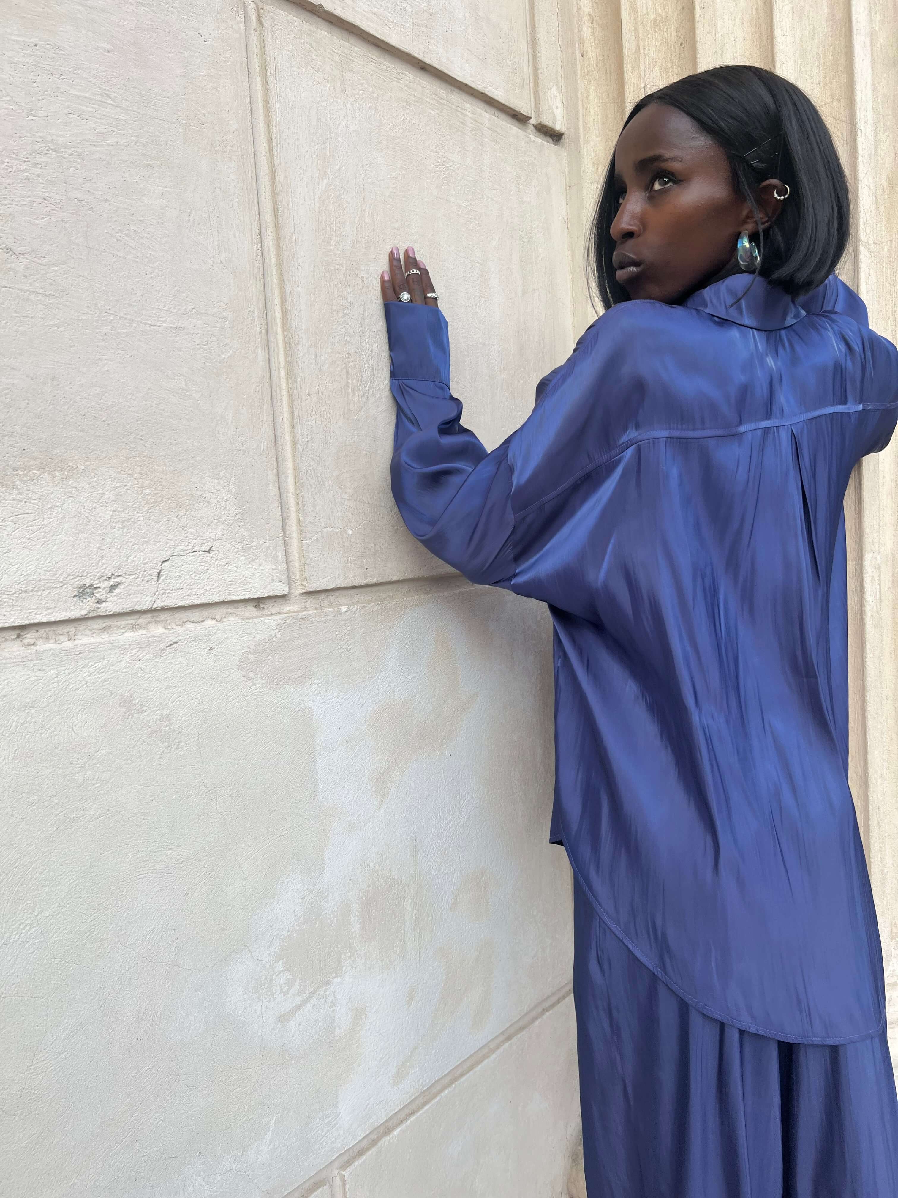 Compleu Elegant din Organza Indigo, Midnight