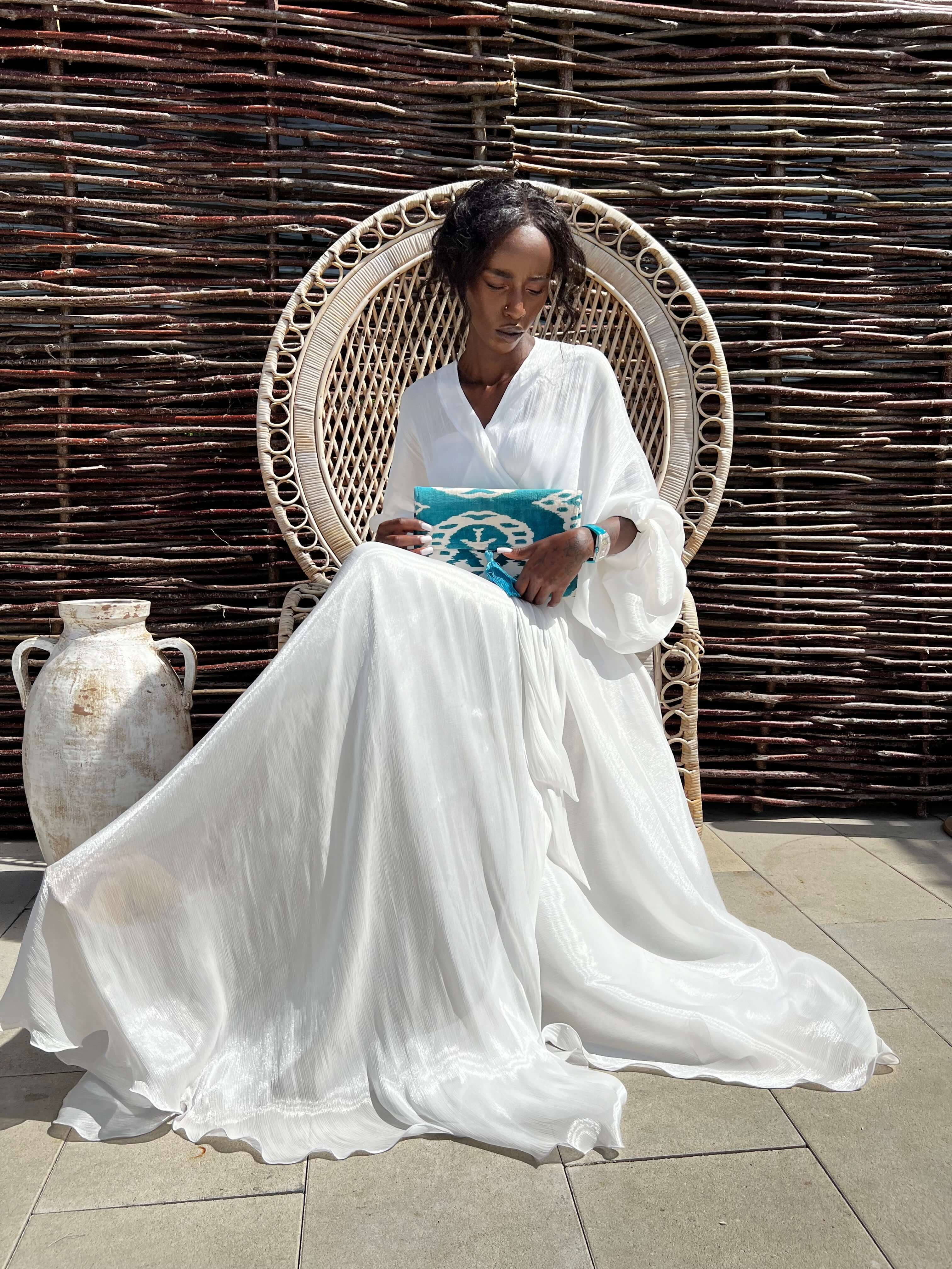 Set Kimono si Fusta, Alb, Pina Colada