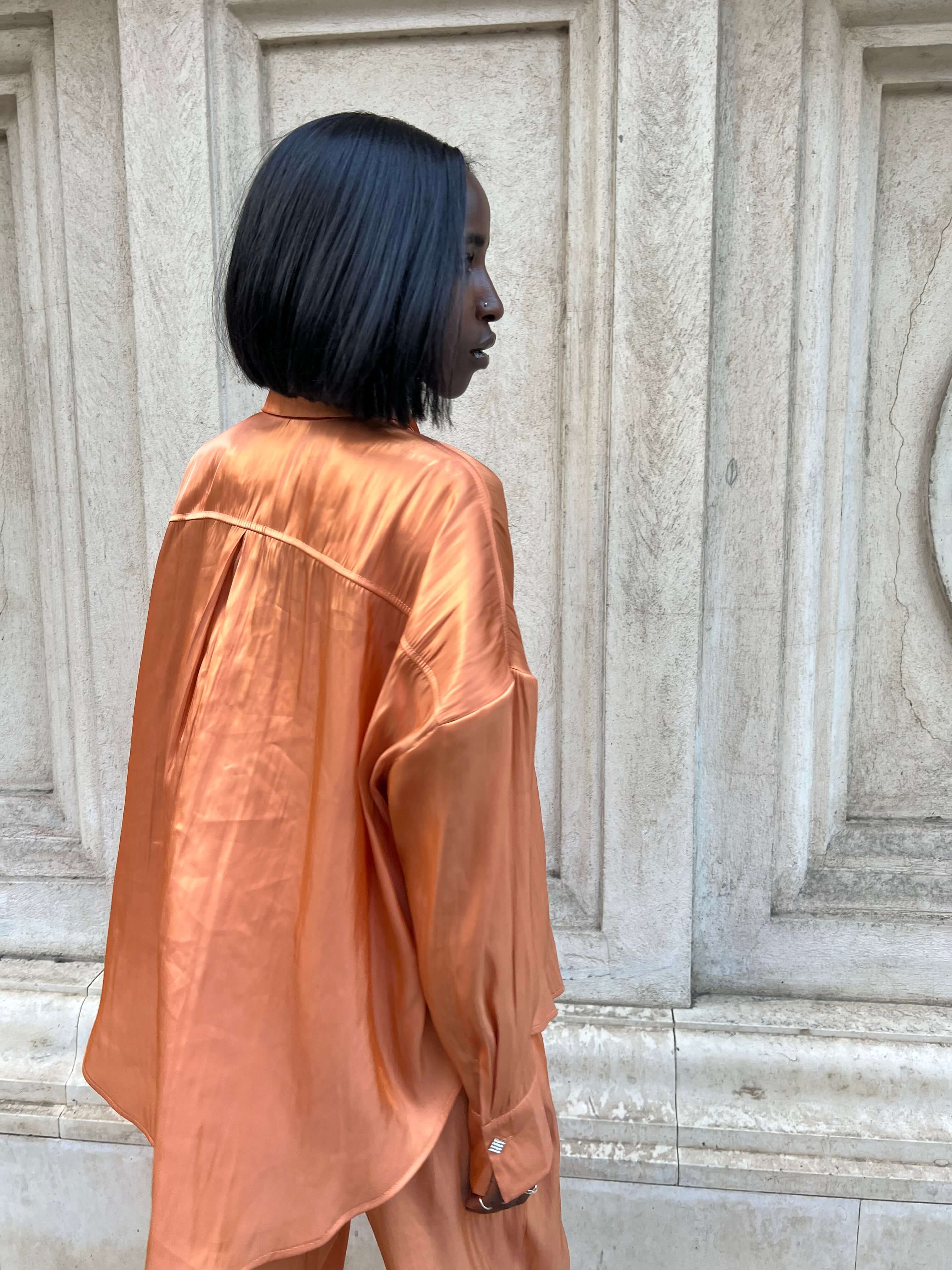 Compleu Elegant din Organza Portocaliu, Sunset Seduction