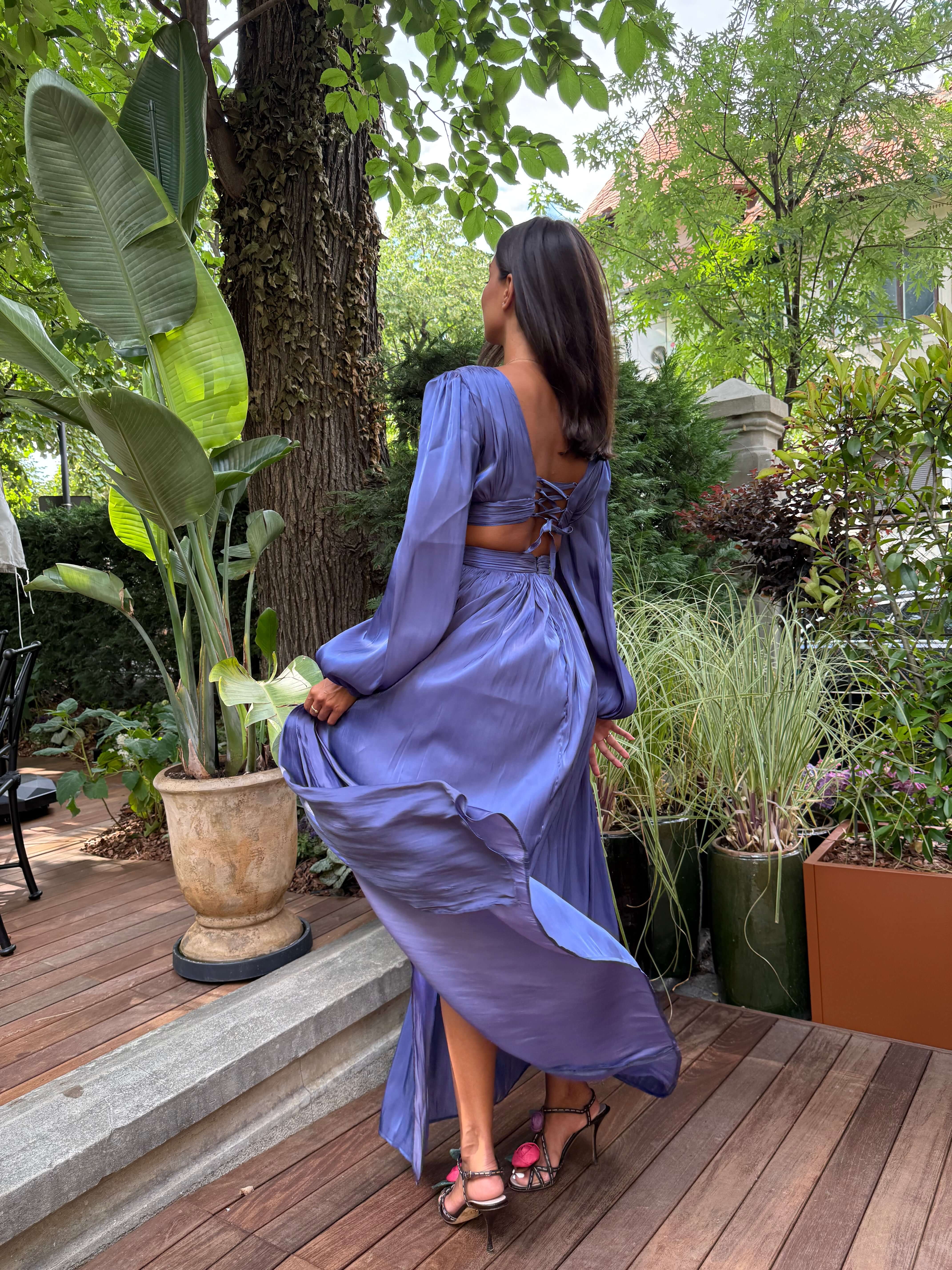 Rochie Maxi cu Decupaj, Indigo, Asmee