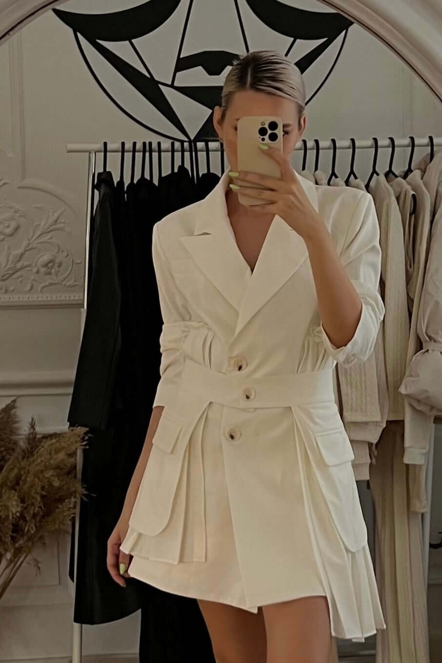 Rochie Sacou cu Cordon, Alba, Kaunis