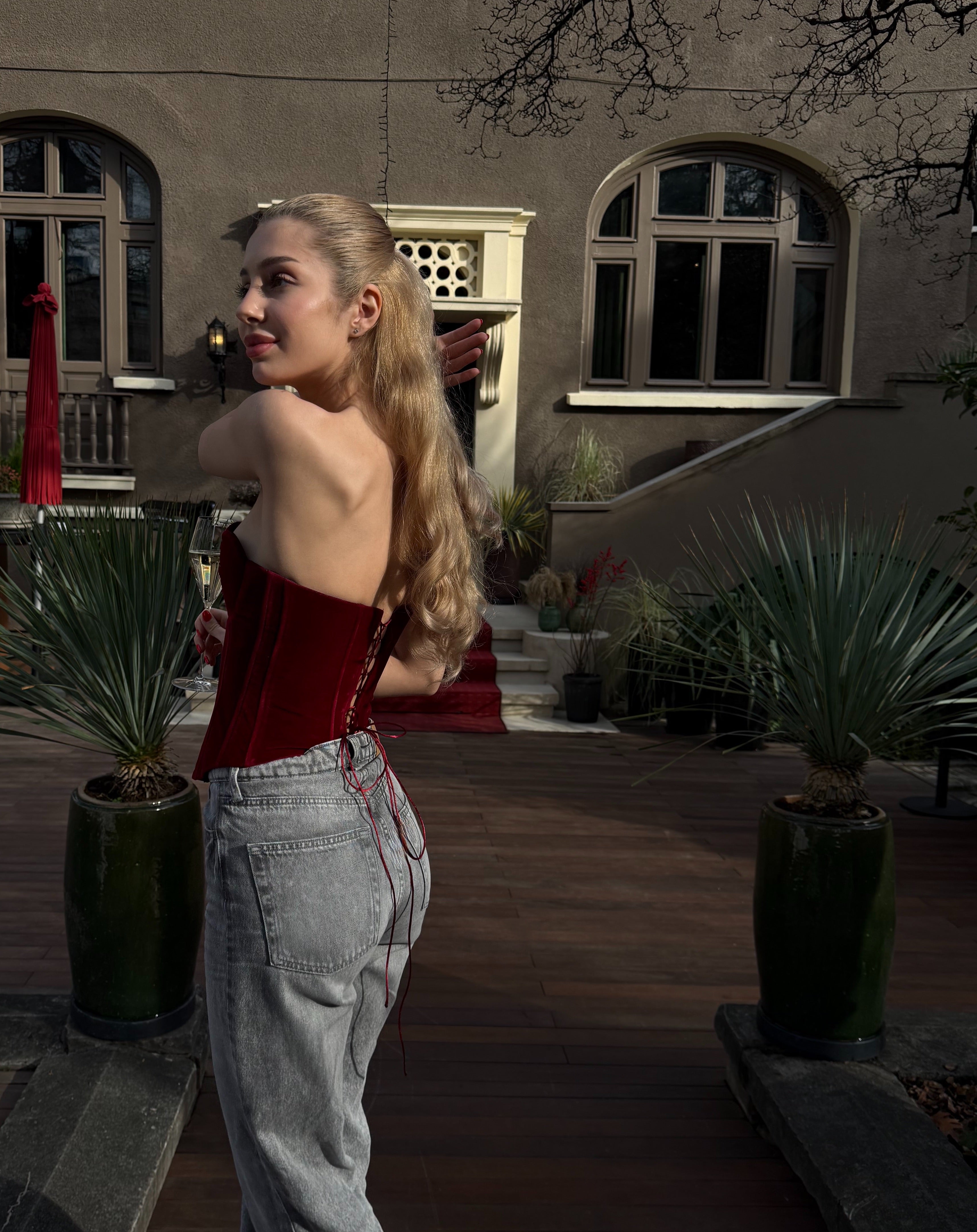Corset cupe in forma de inima, burgundy, Velvet Heart