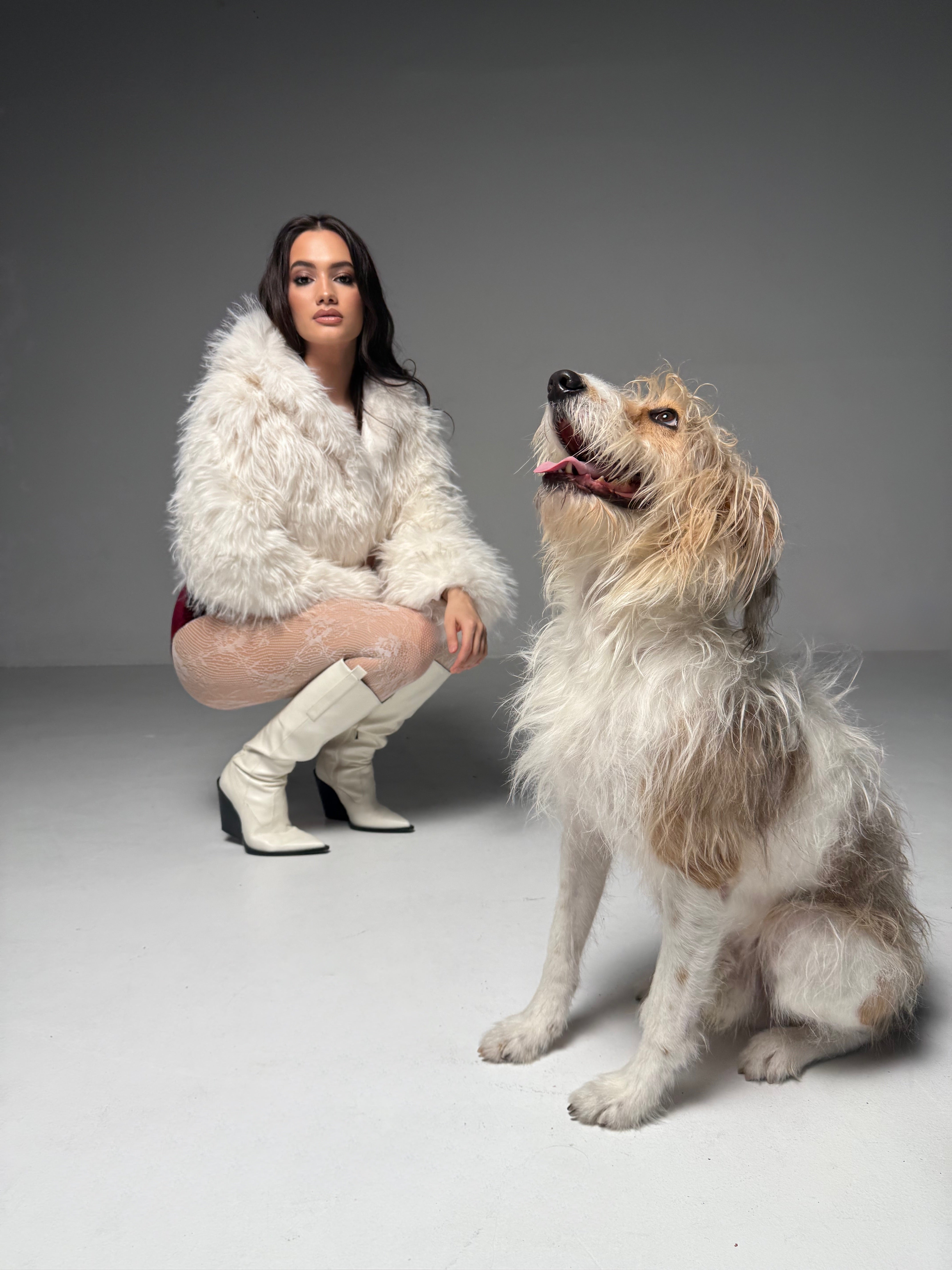 Haina de Blana Faux cu Guler Amplu, Ivory, Aurore