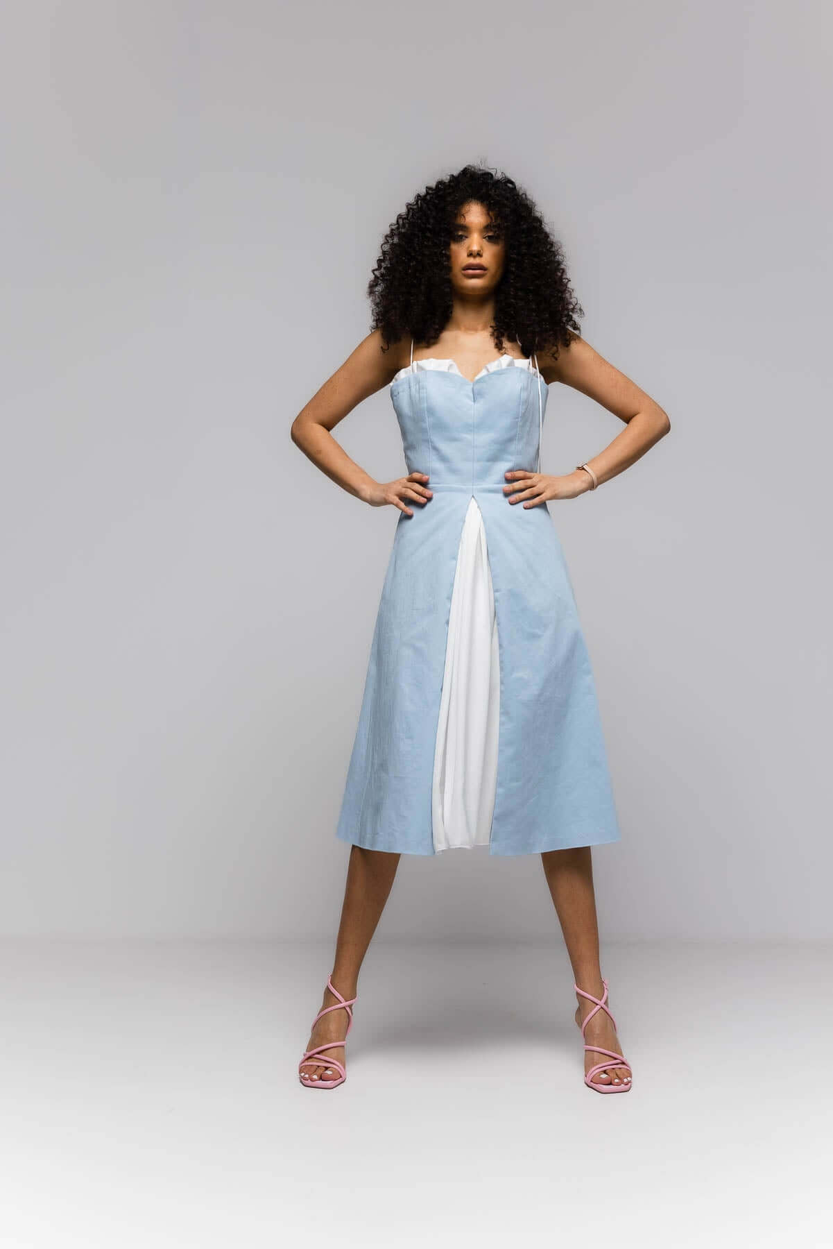 rochie albastra bleu bleo cu corset si crapatura