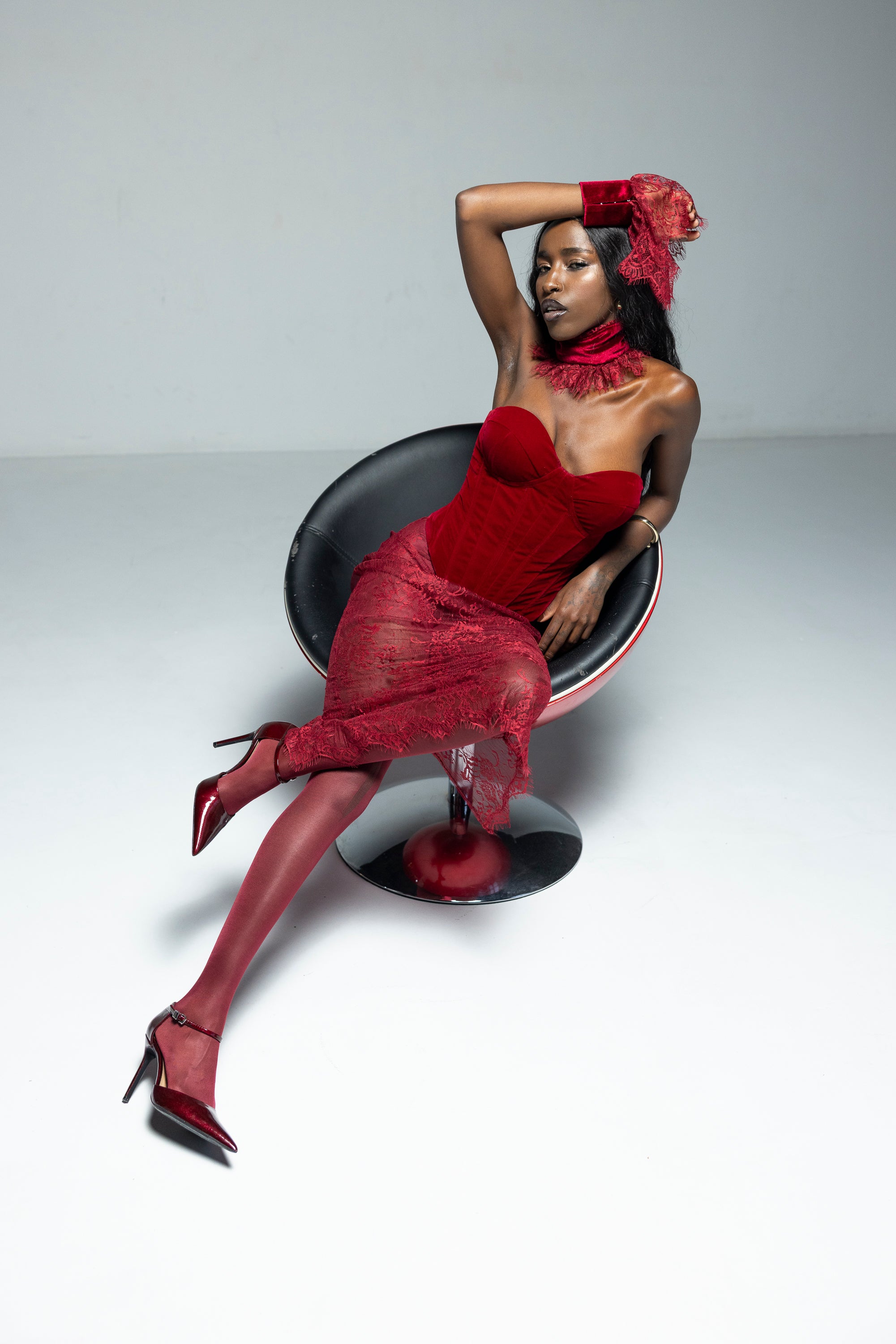 Fusta Dantela burgundy, Scarlet