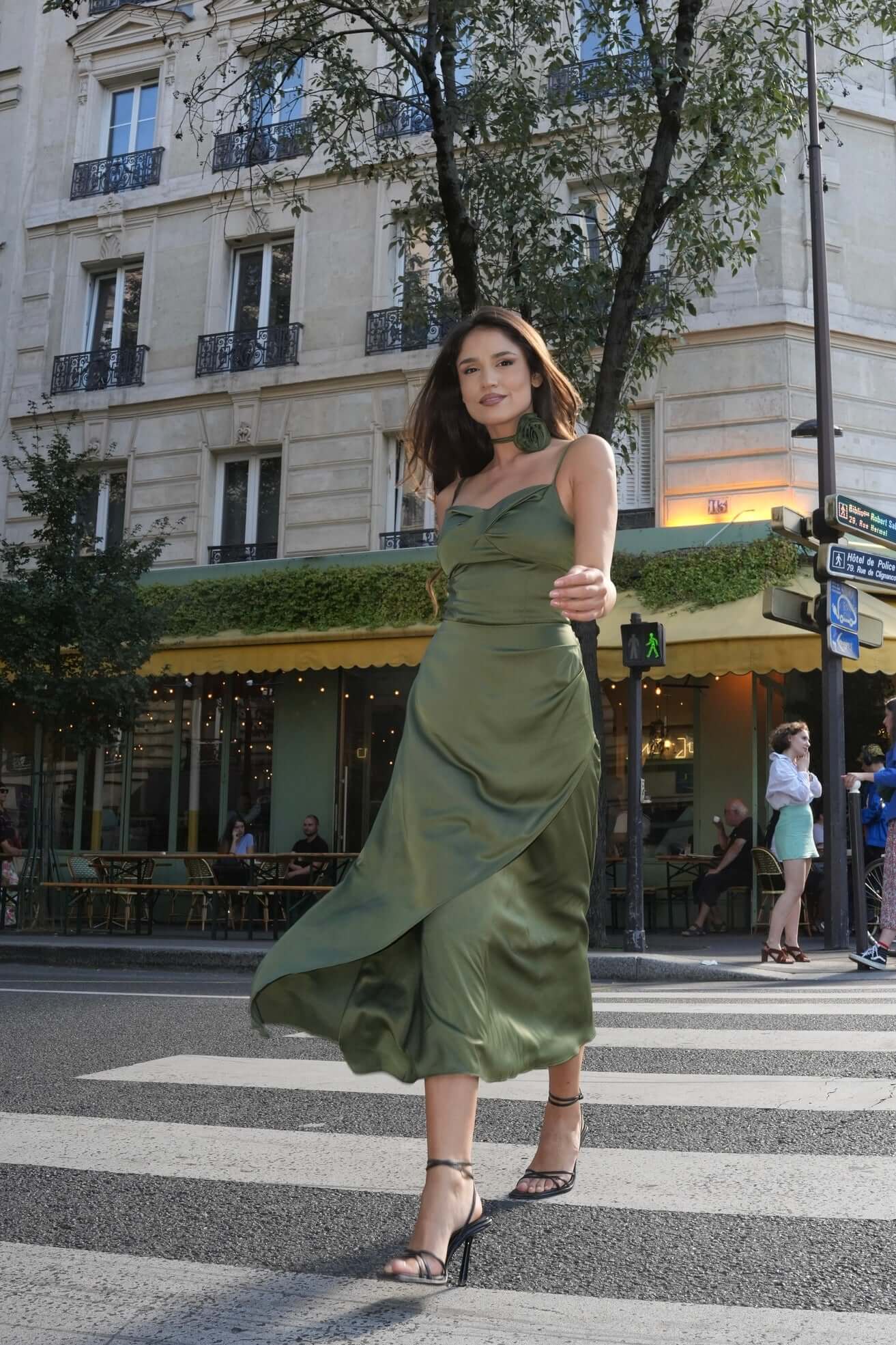 rochie verde kaki lunga midi