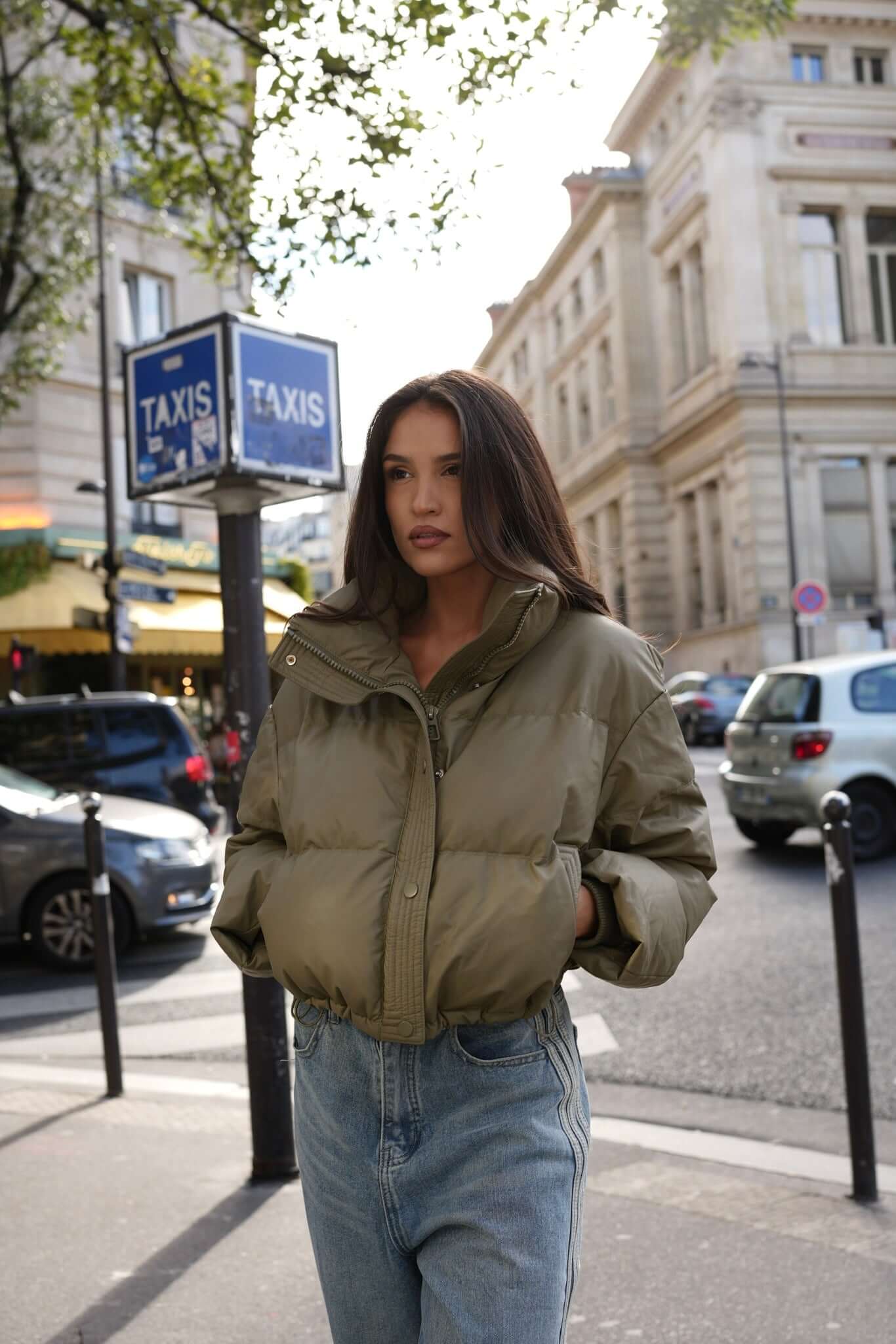 Geaca Puffer Oversized, Verde, Cosmic Camo