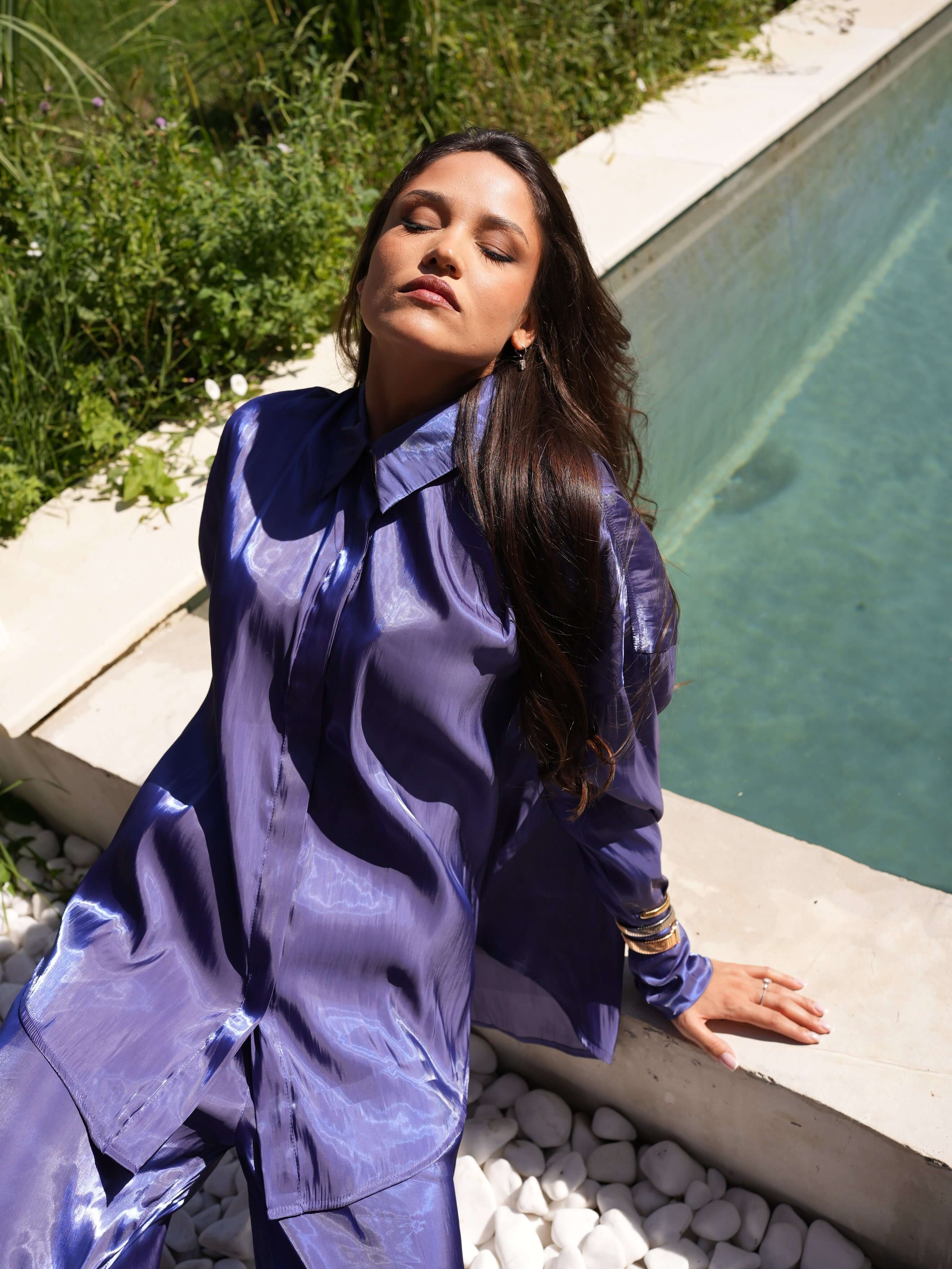 Compleu Elegant din Organza Indigo, Midnight