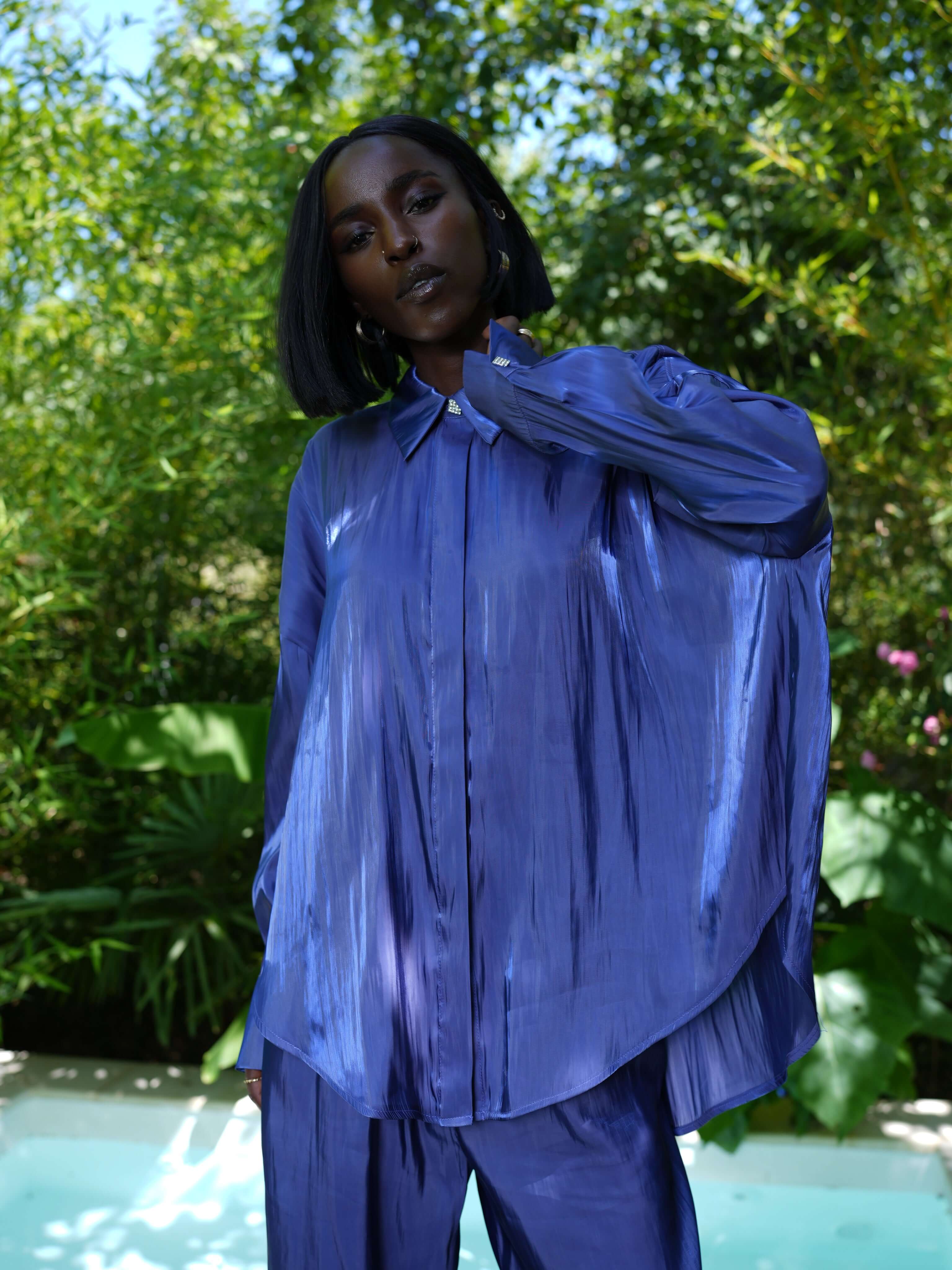 Compleu Elegant din Organza Indigo, Midnight