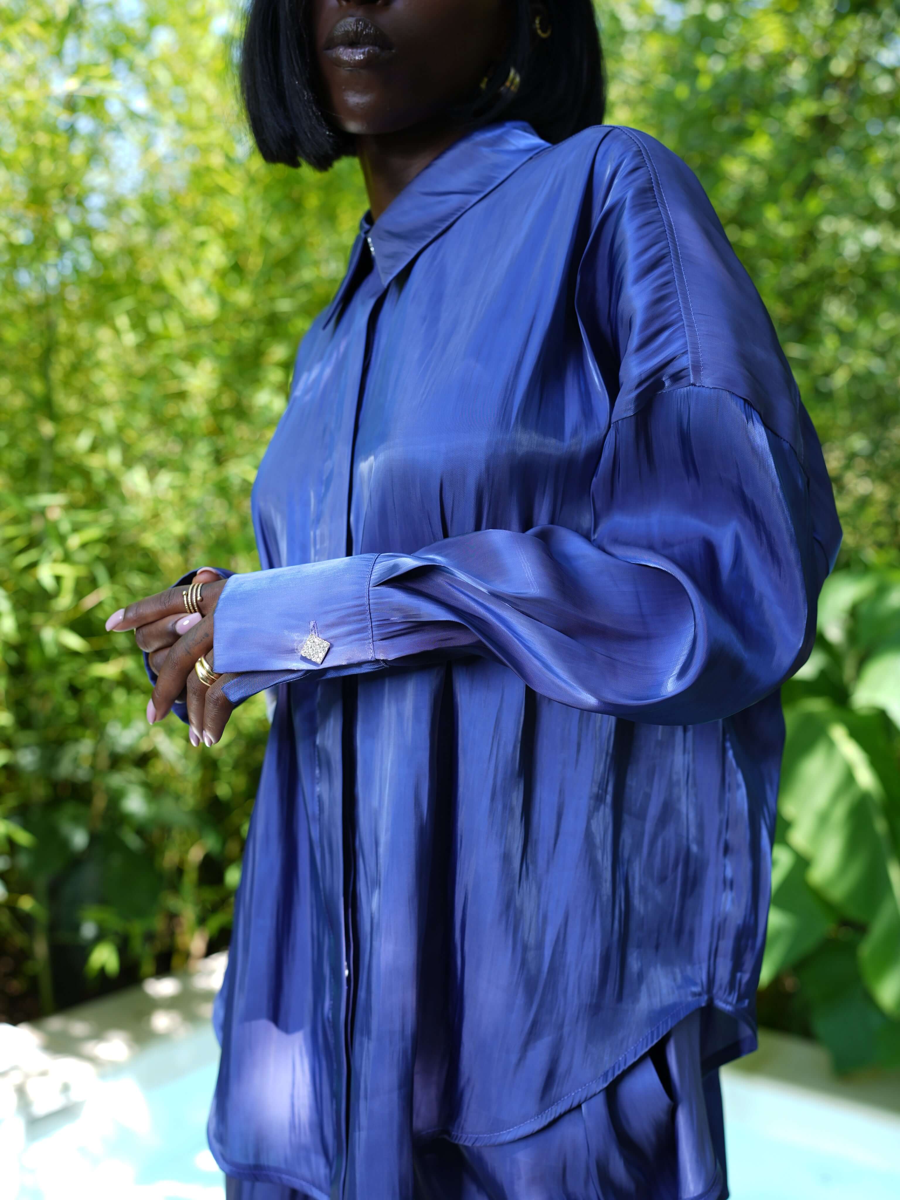 Compleu Elegant din Organza Indigo, Midnight