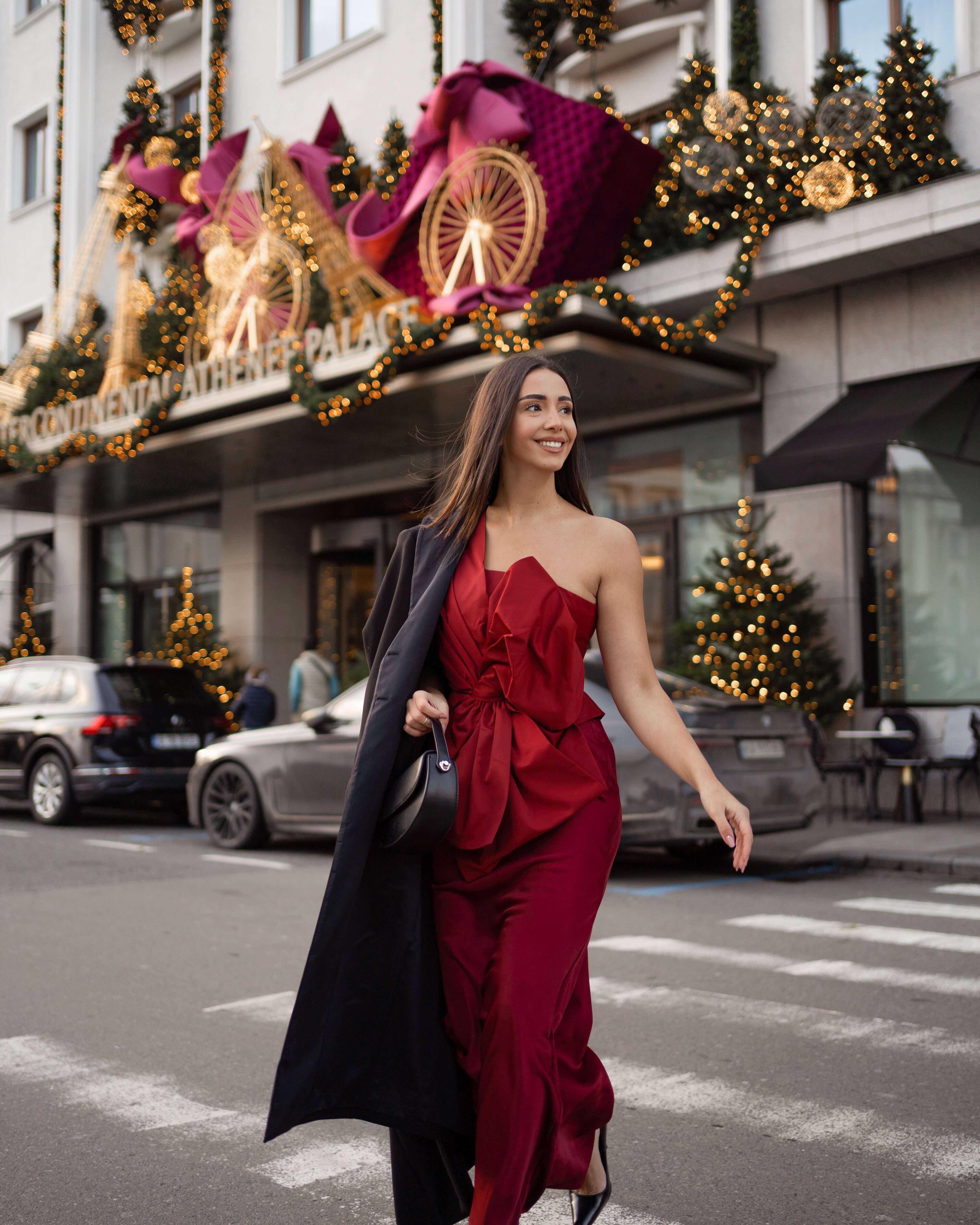 Elegant Maxi Skirt, Moon, Burgundy