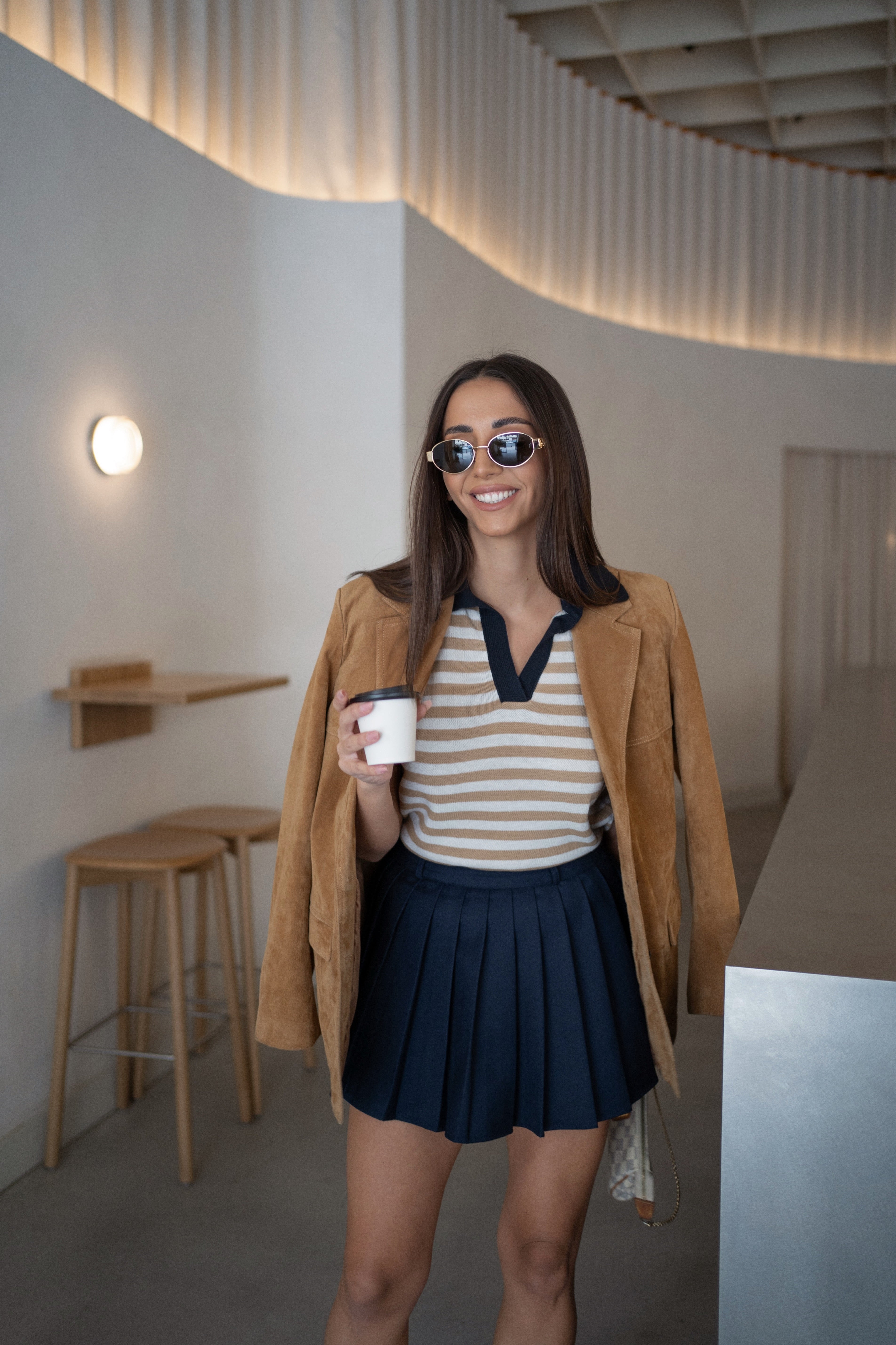 Set cu Vesta si Fusta Plisata, Bleumarin, Virgo