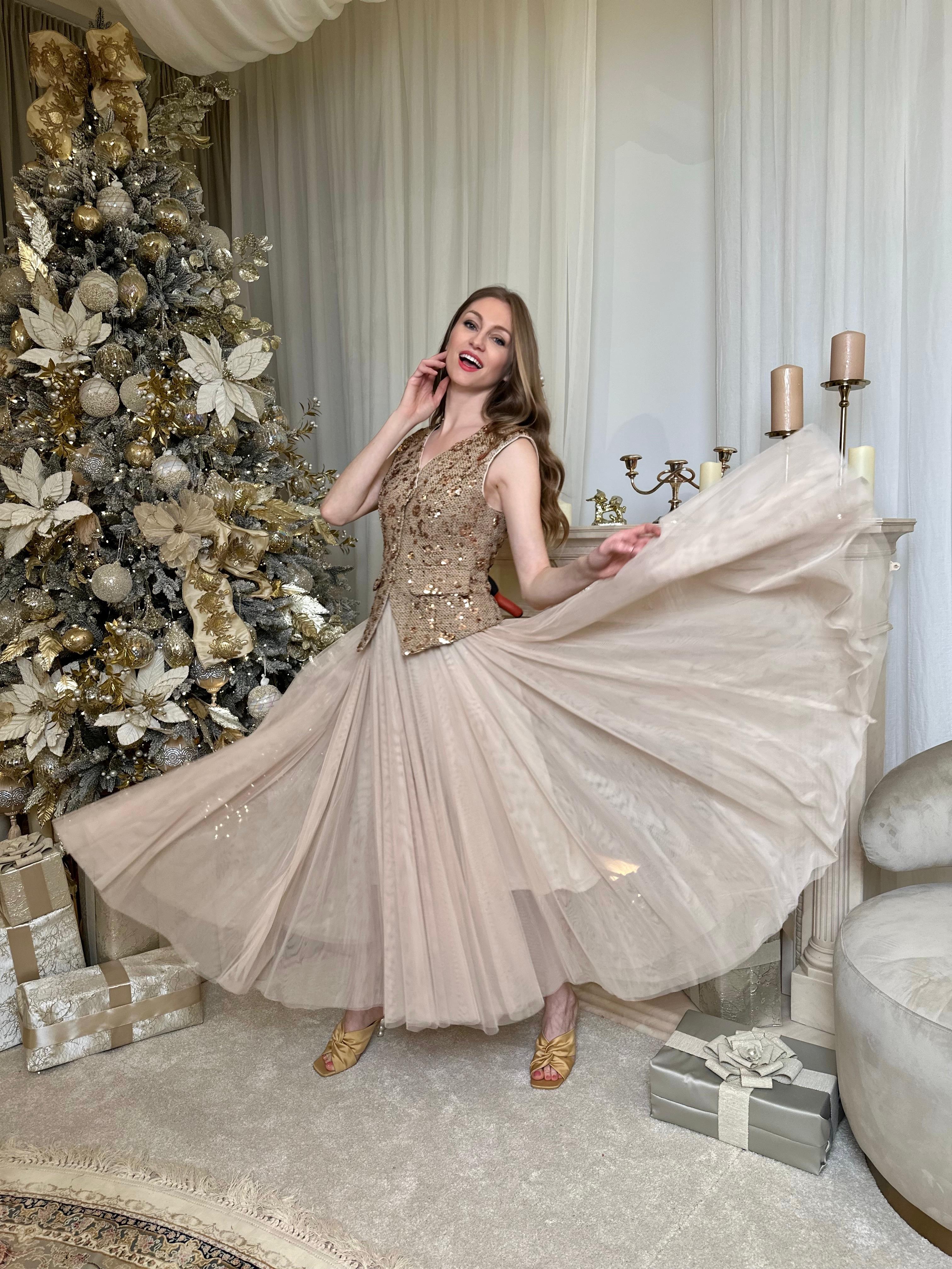 Long Tulle Skirt, Ivory - Sélène