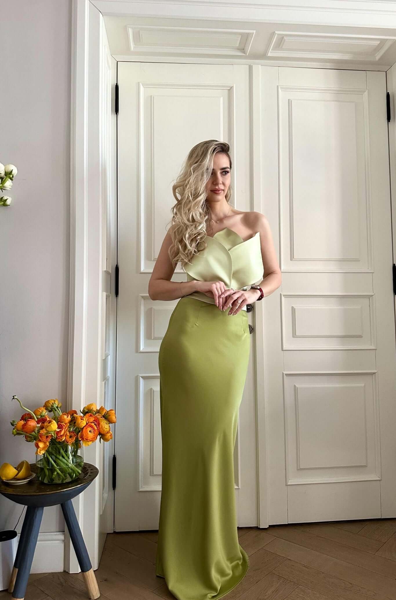 Fusta Maxi Eleganta, Verde, Jade Whisper