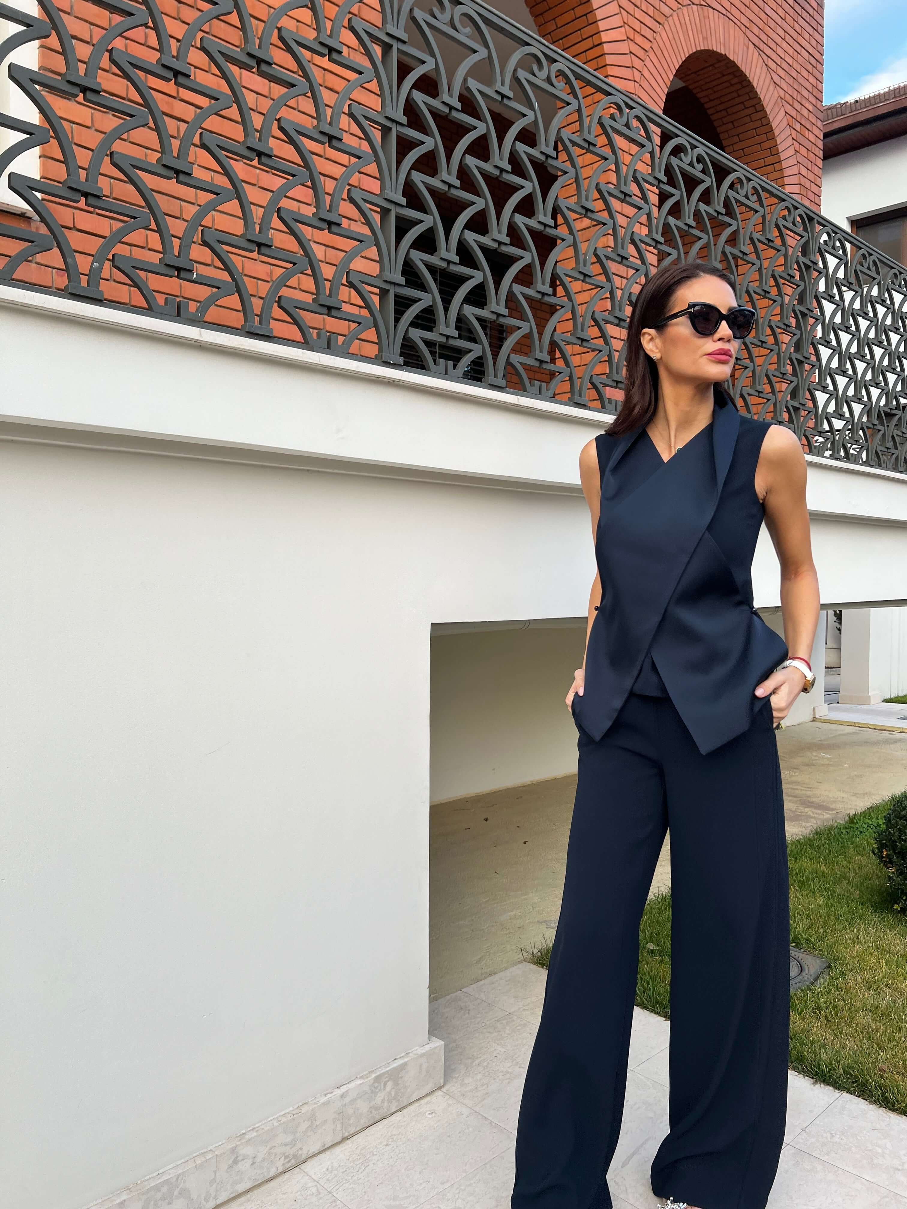 Set cu Top si Pantaloni, Bleumarin, Aries