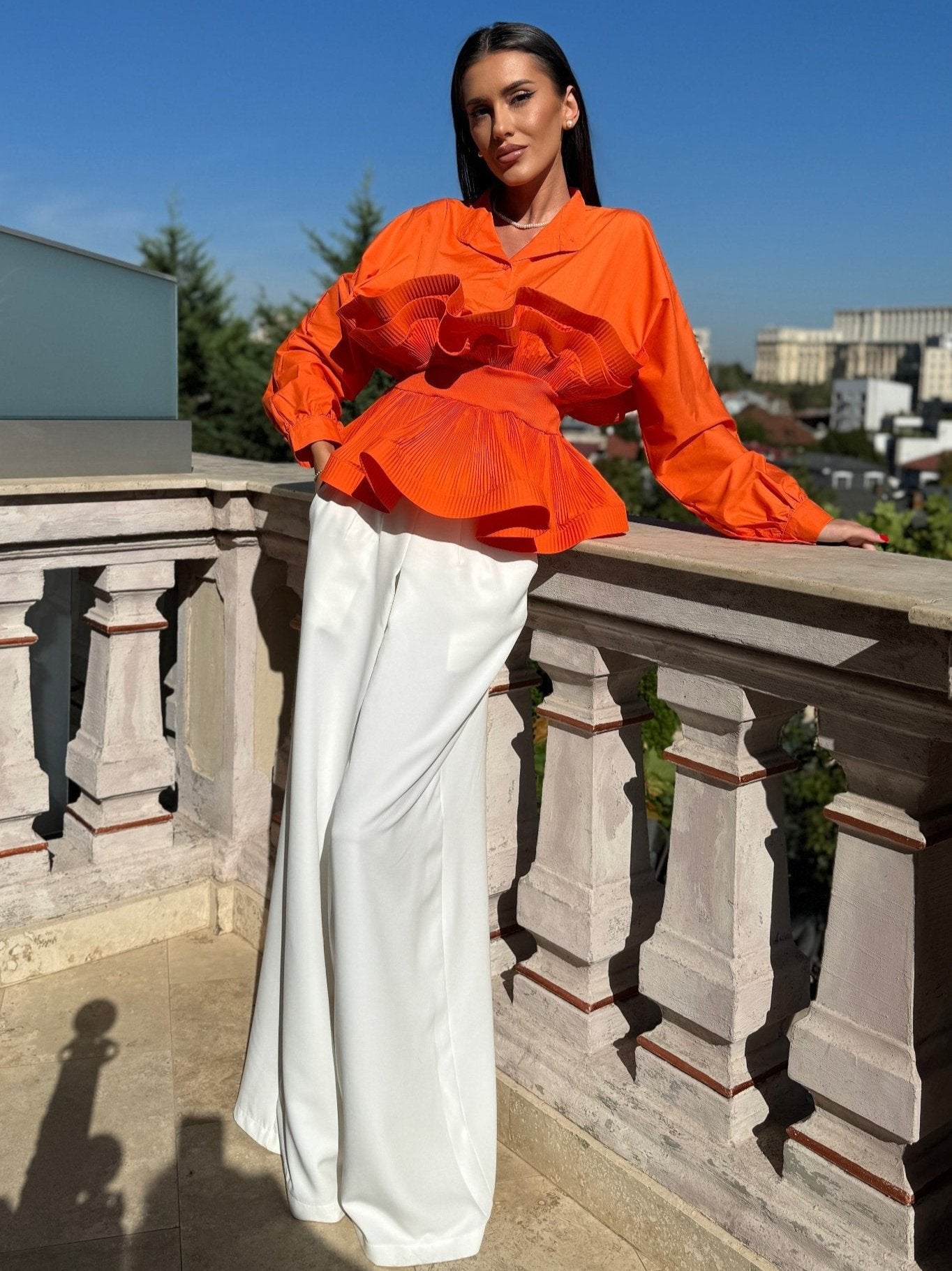 JOLIE ruffled shirt (in orange)