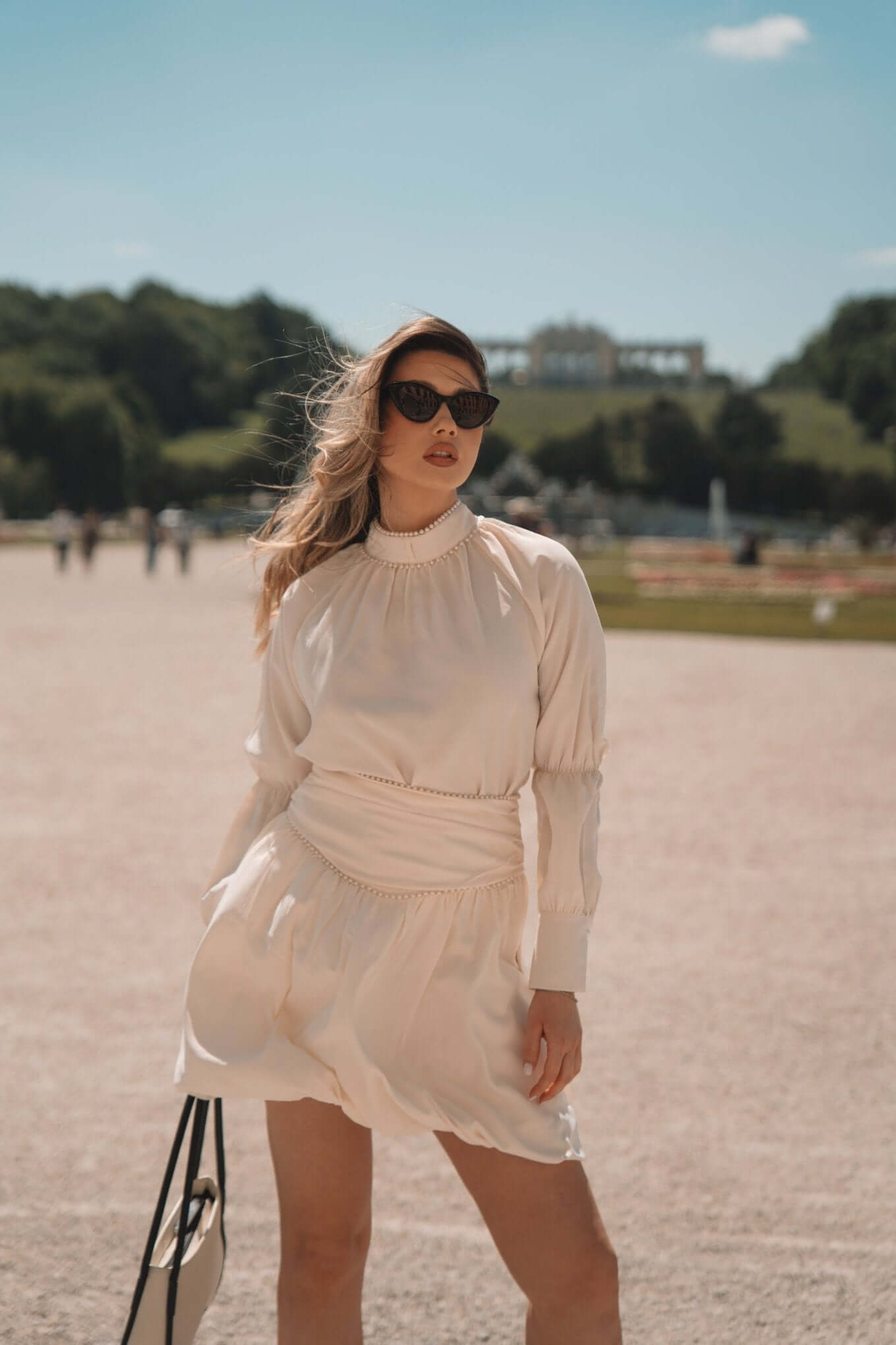 Set din Satin cu Bluza si Fusta, Crem, Aquarius