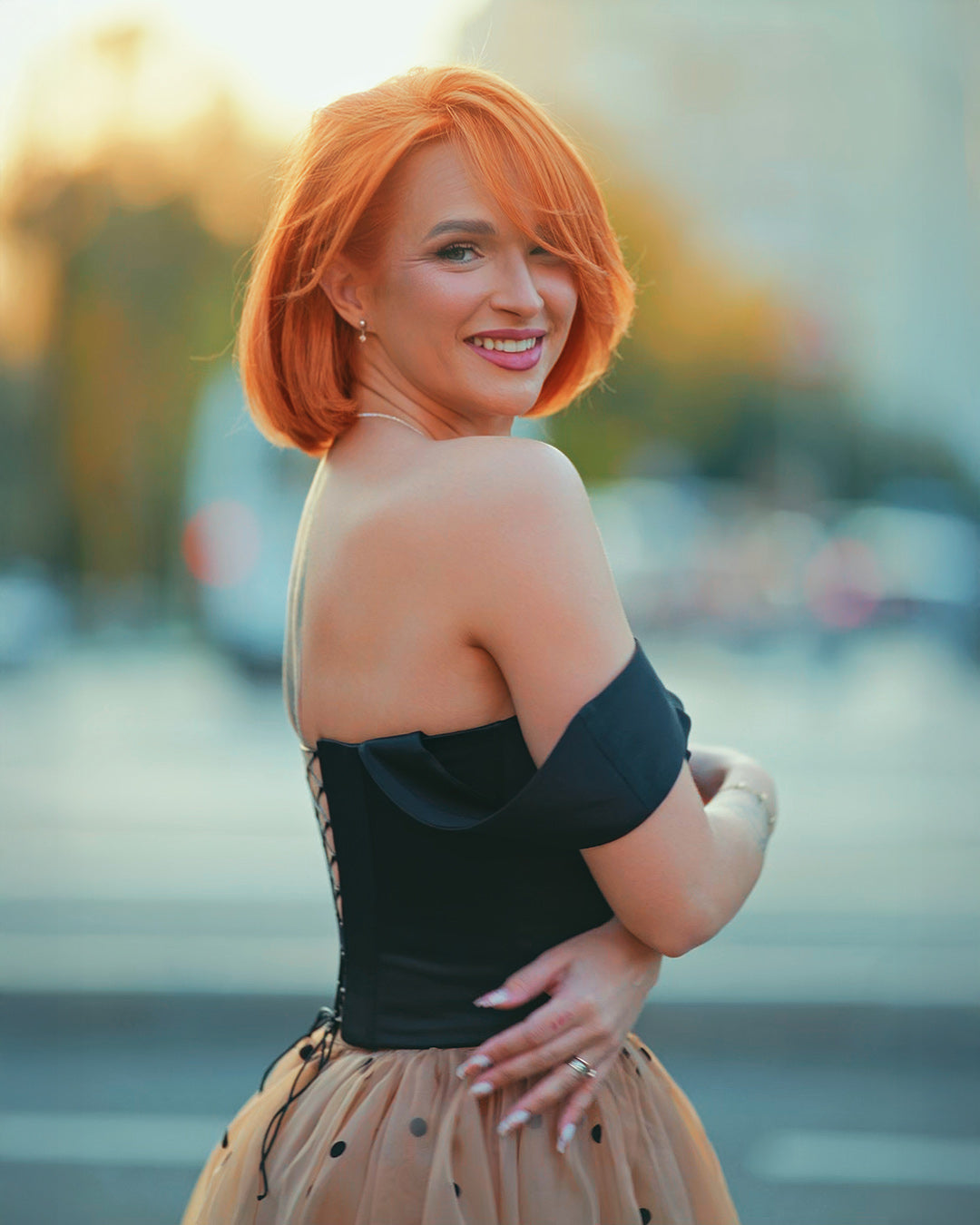 Corset Satinat Negru, Vesper