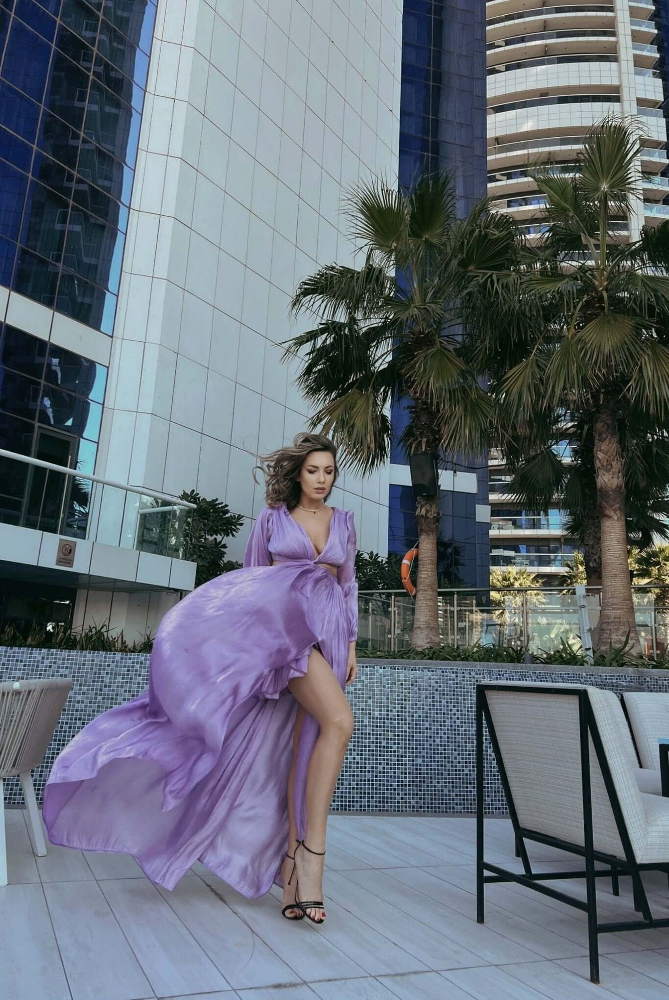 Rochie Maxi cu Decupaj, Mov, Asmee