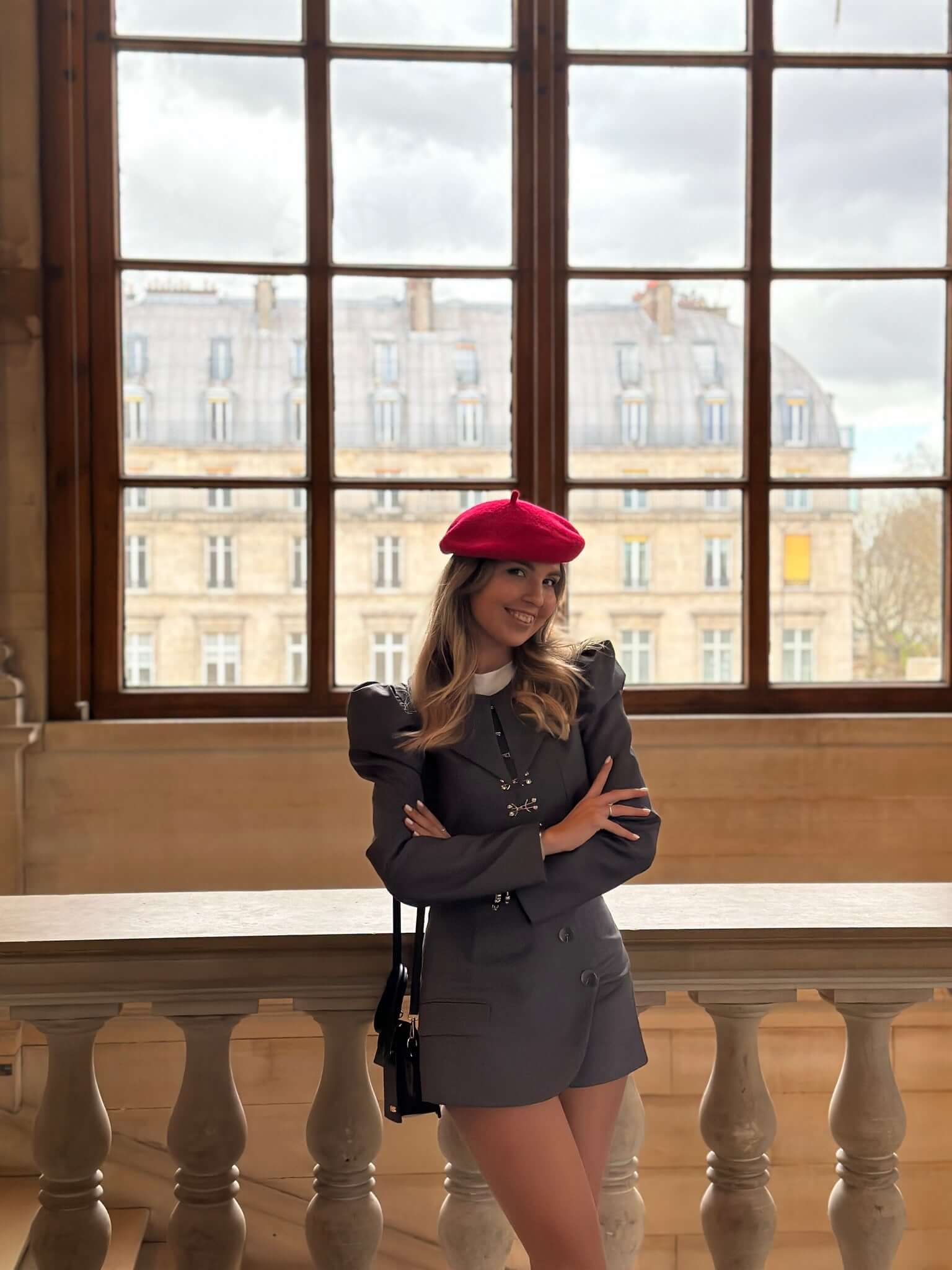 Costum cu Sacou si Fusta Tip Pantaloni, Gri, Niobe