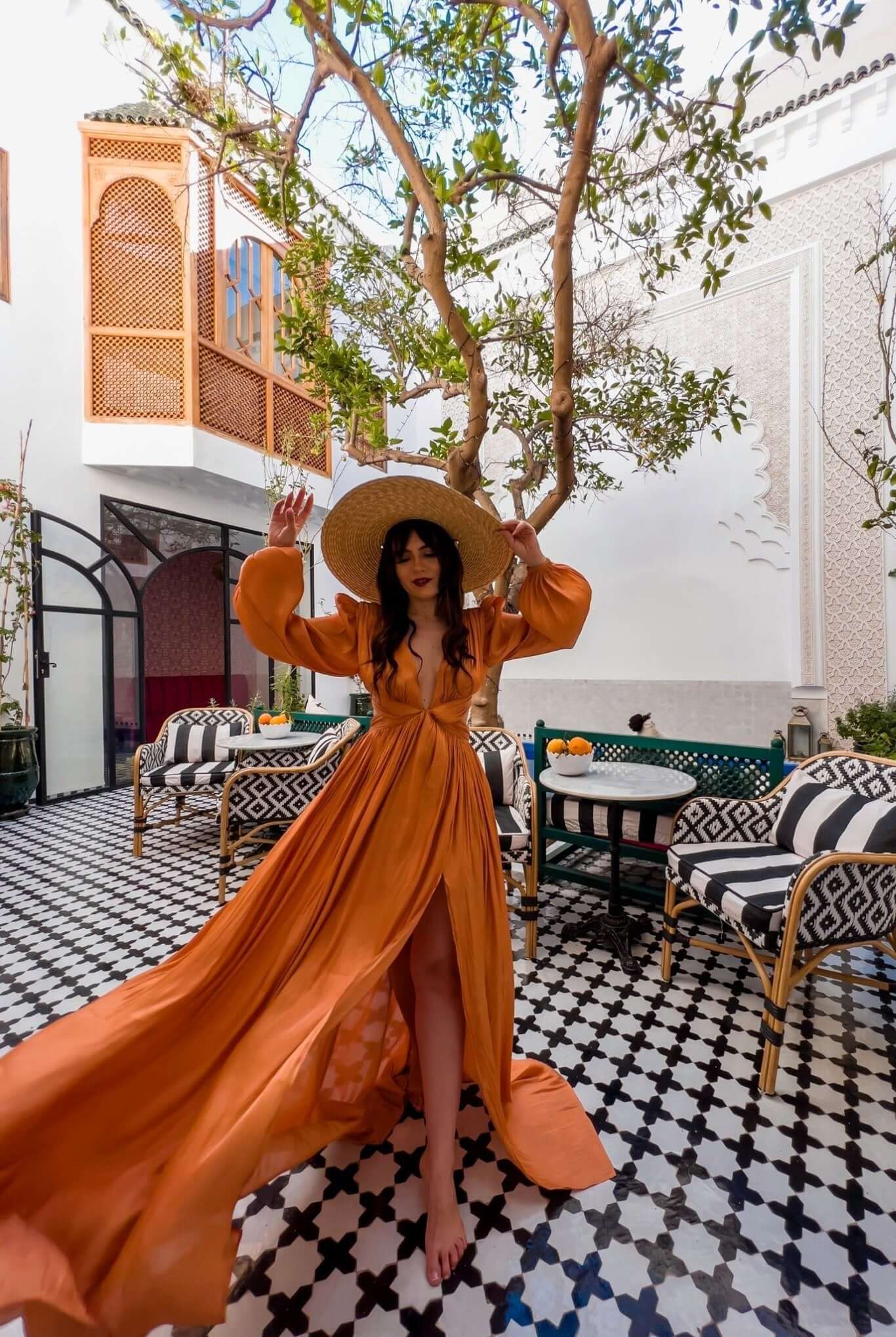 Rochie Maxi cu Decupaj, Terracotta, Asmee