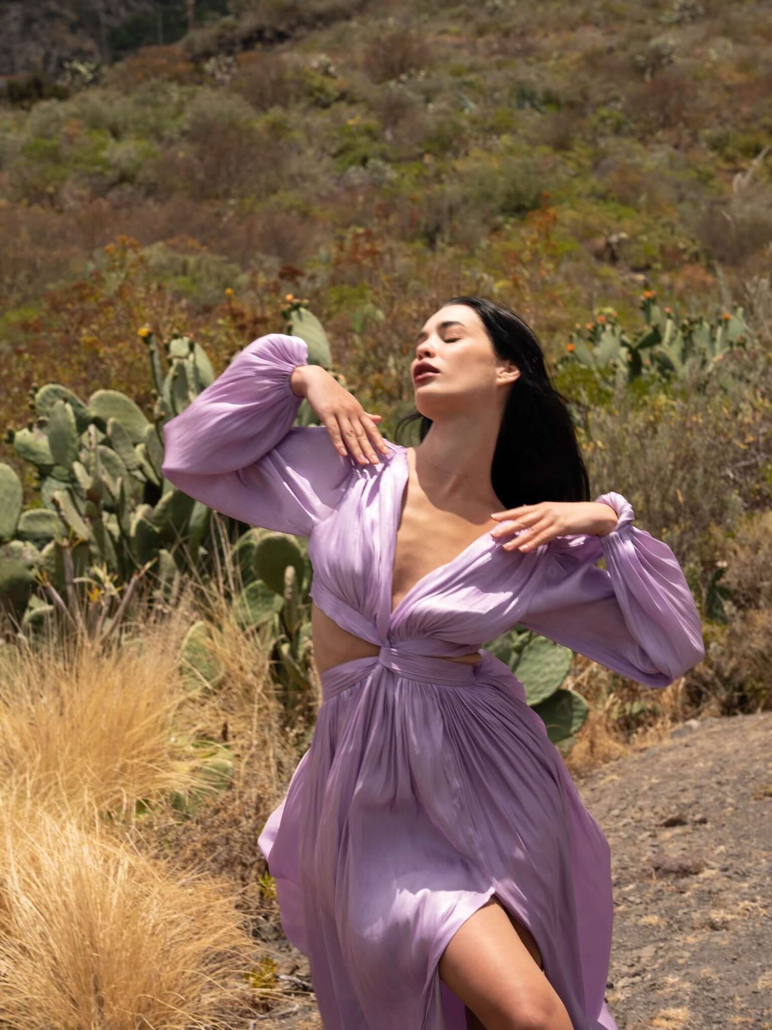 Rochie Maxi cu Decupaj, Mov, Asmee