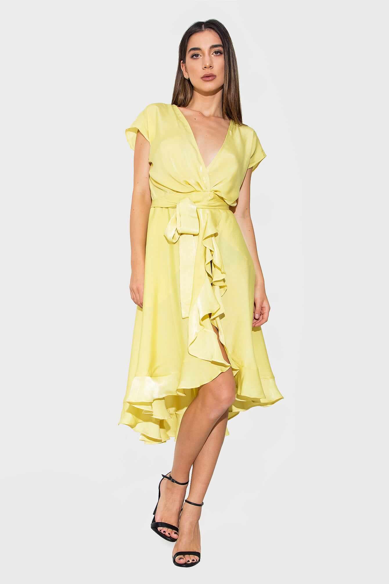 rochie galbena vaporoasa petrecuta