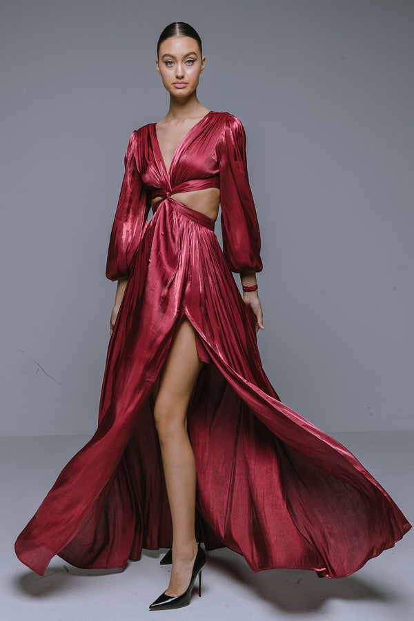 ASMEE knotted maxi dress (in burgundy)