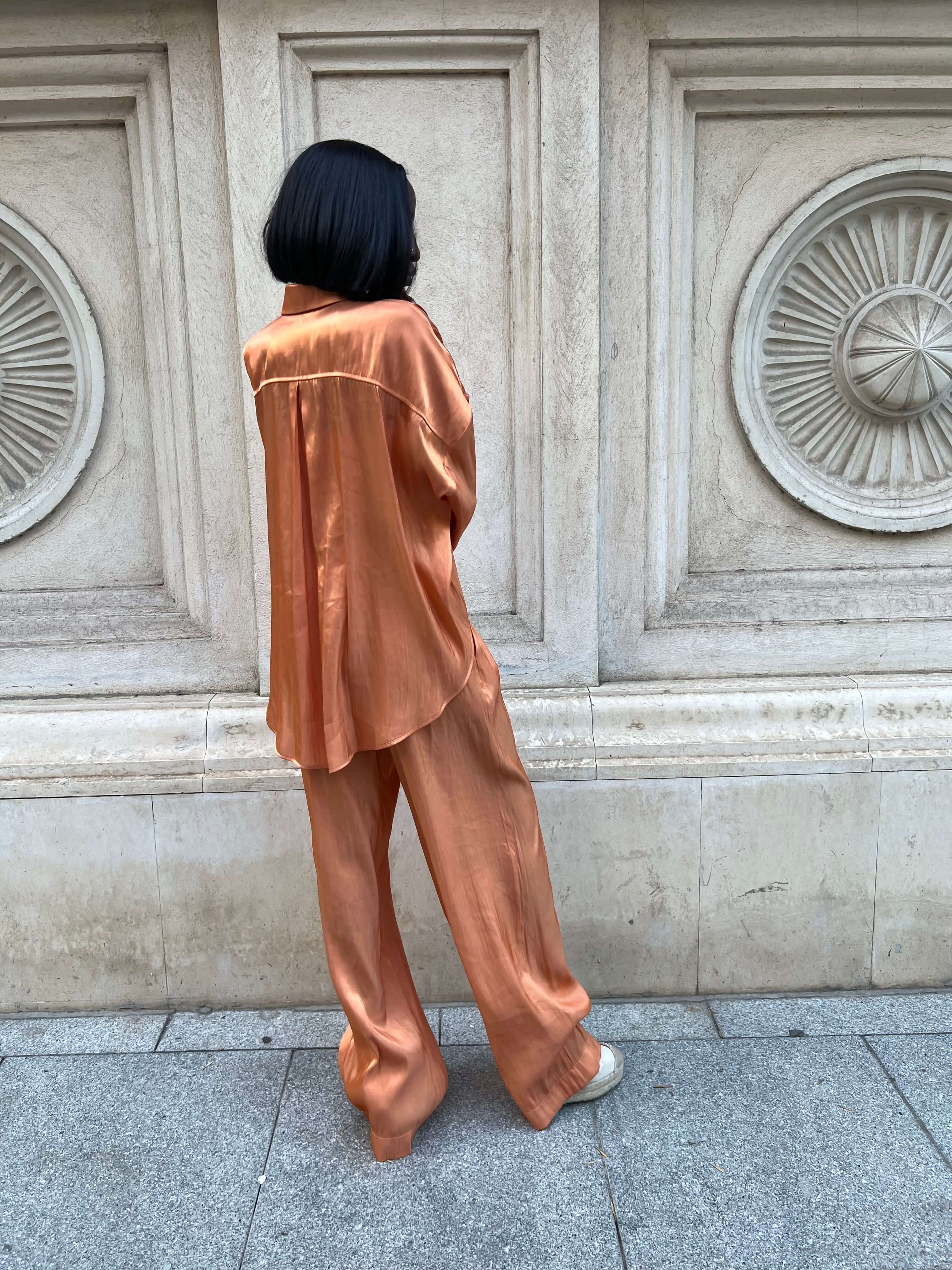 Compleu Elegant din Organza Portocaliu, Sunset Seduction