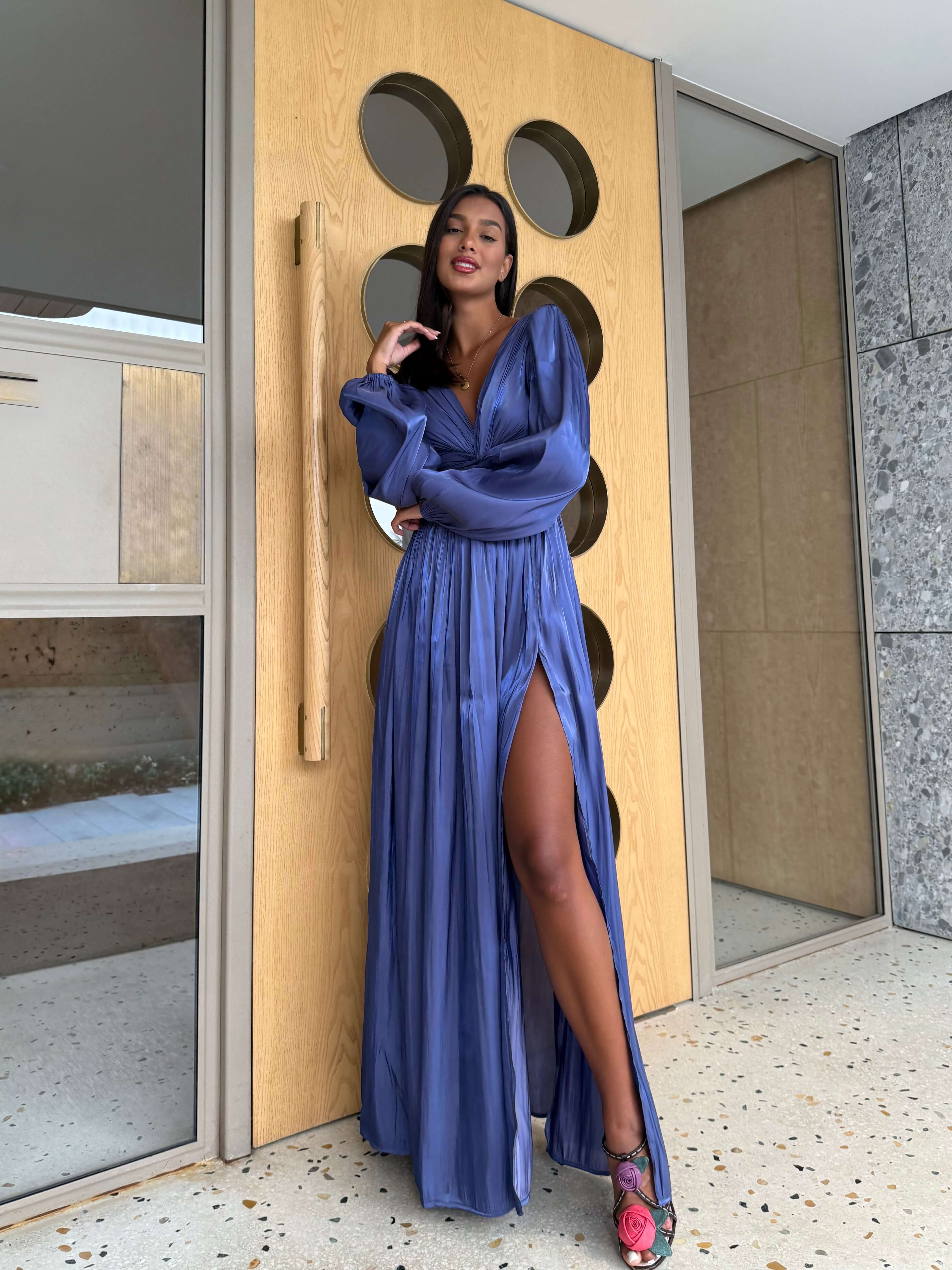 Rochie Maxi cu Decupaj, Indigo, Asmee