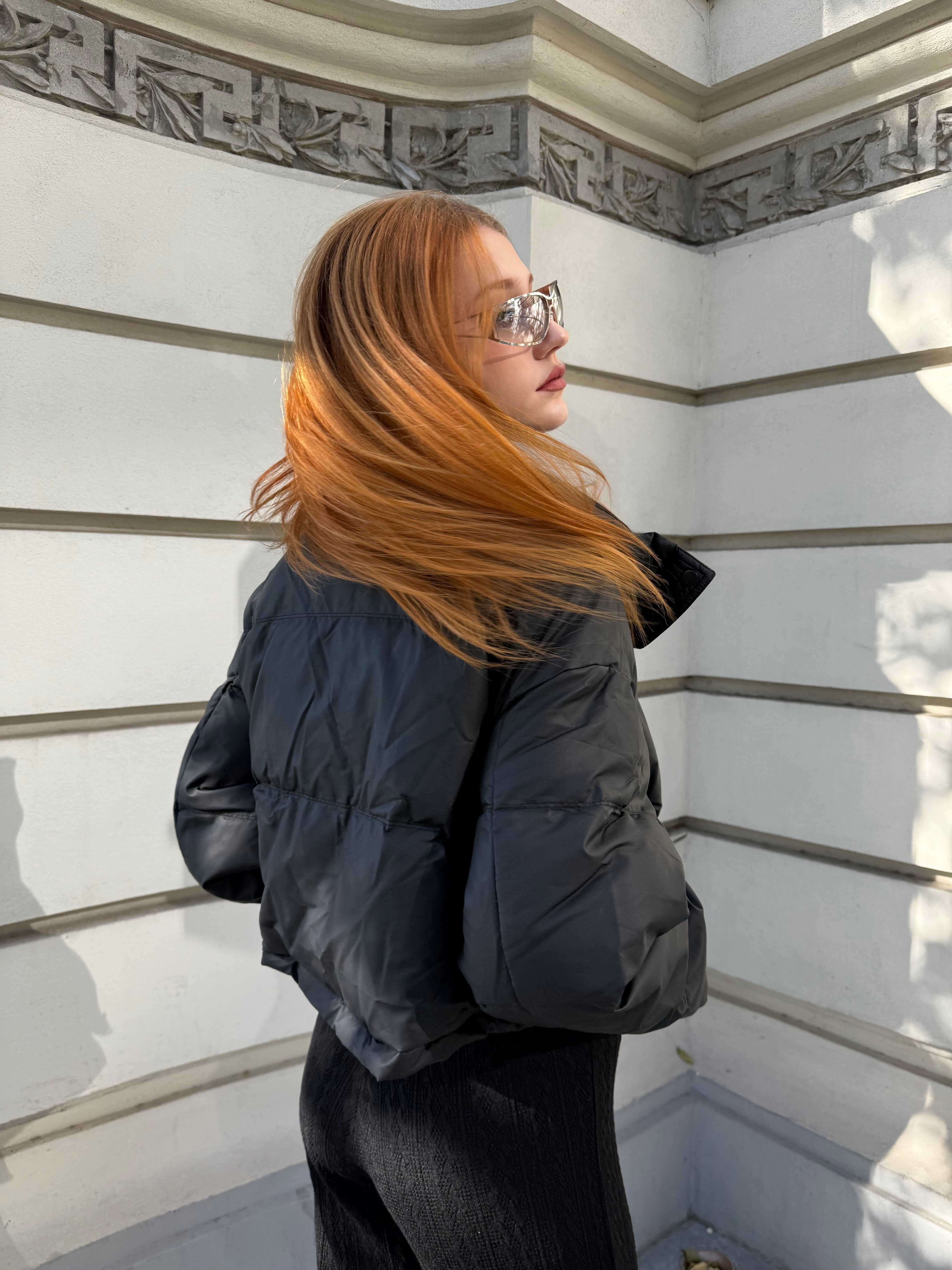 Geaca Puffer Oversized, Neagra, Midnight Mist