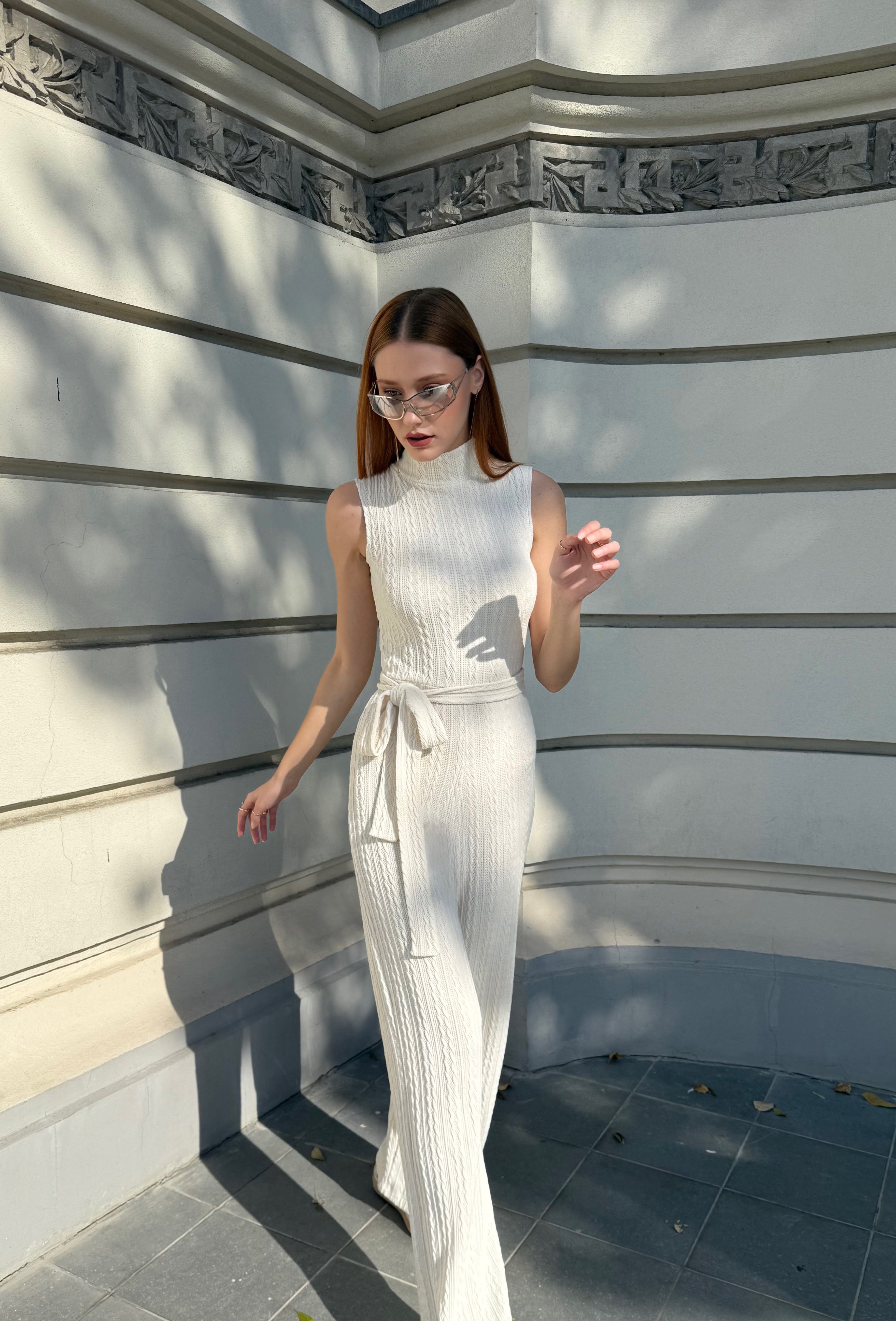 Knitted Jumpsuit, Kirsi, White